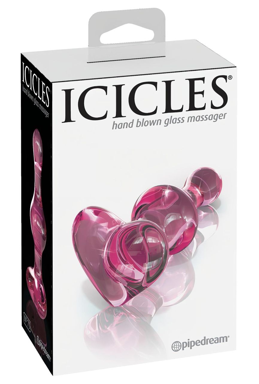 Icicles No. 75 - szíves, üveg anál plug (pink) Icicles No. 75 - szíves, üveg anál plug (pink)