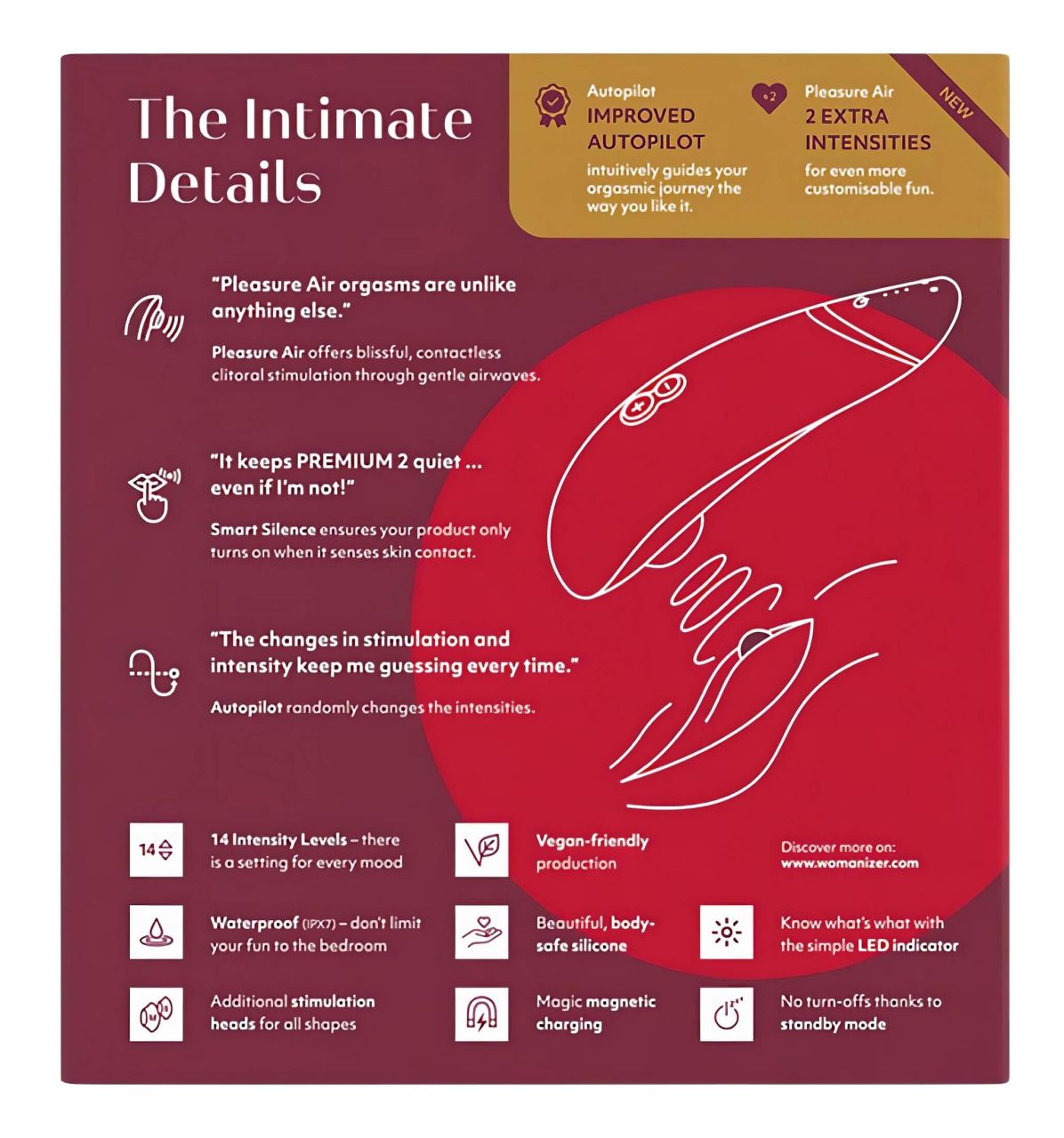 Womanizer Premium 2 - léghullámos csiklóizgató (piros) Womanizer Premium 2 - léghullámos csiklóizgató (piros)