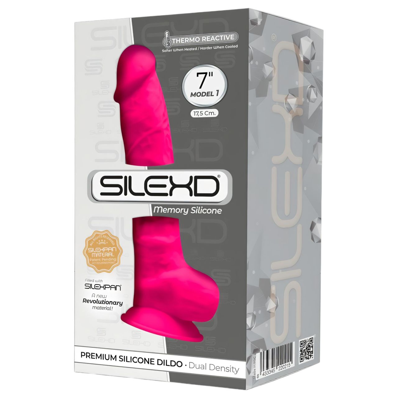 Silexd 7 - tapadókorongos, herés dildó - 17,5cm (pink)