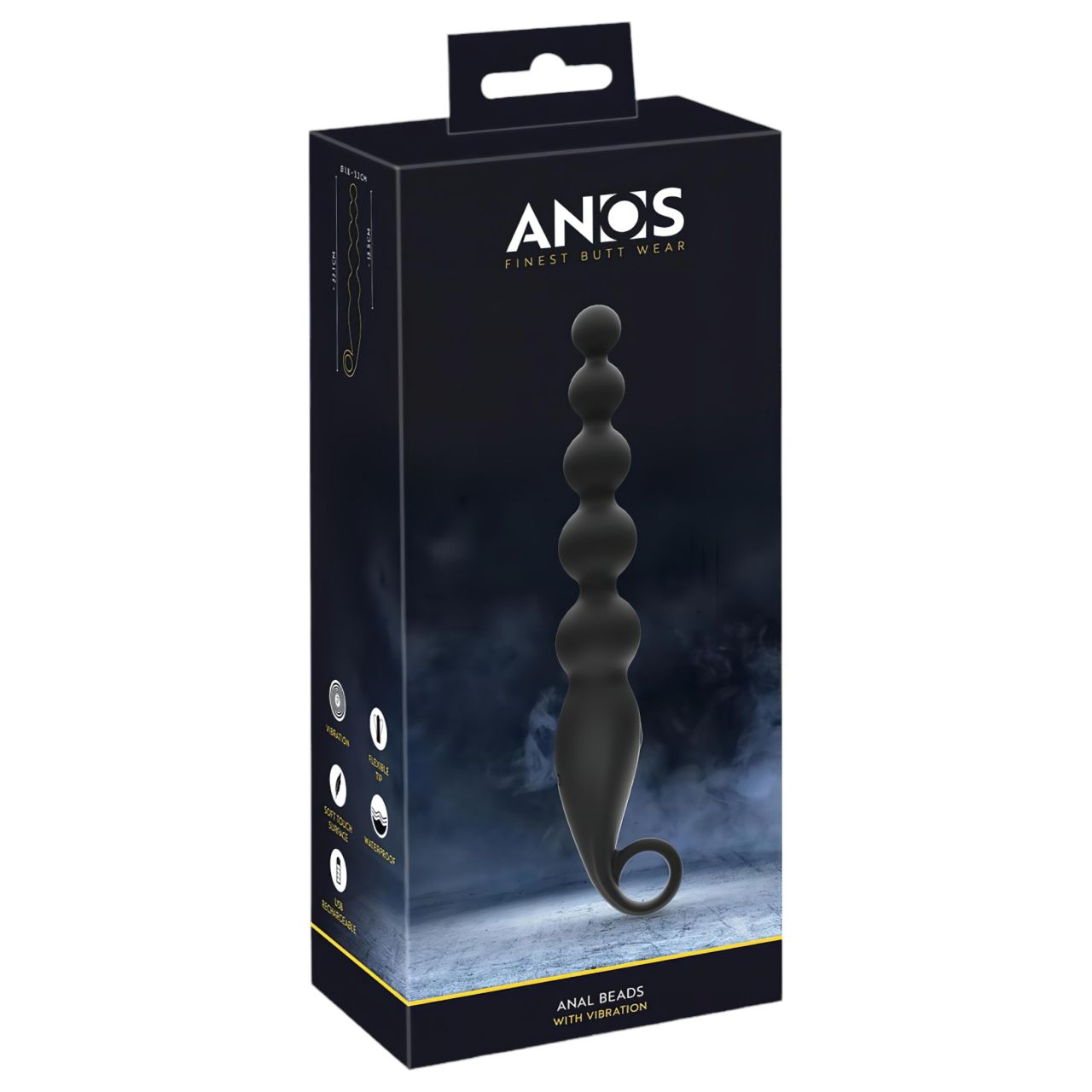 ANOS Anal Beads - gyöngyös anál vibrátor (fekete)