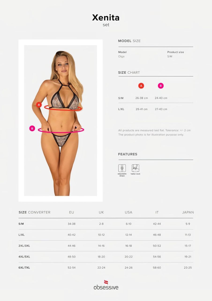 Obsessive Xenita - átlátszó mintás melltartó szett (szürke)