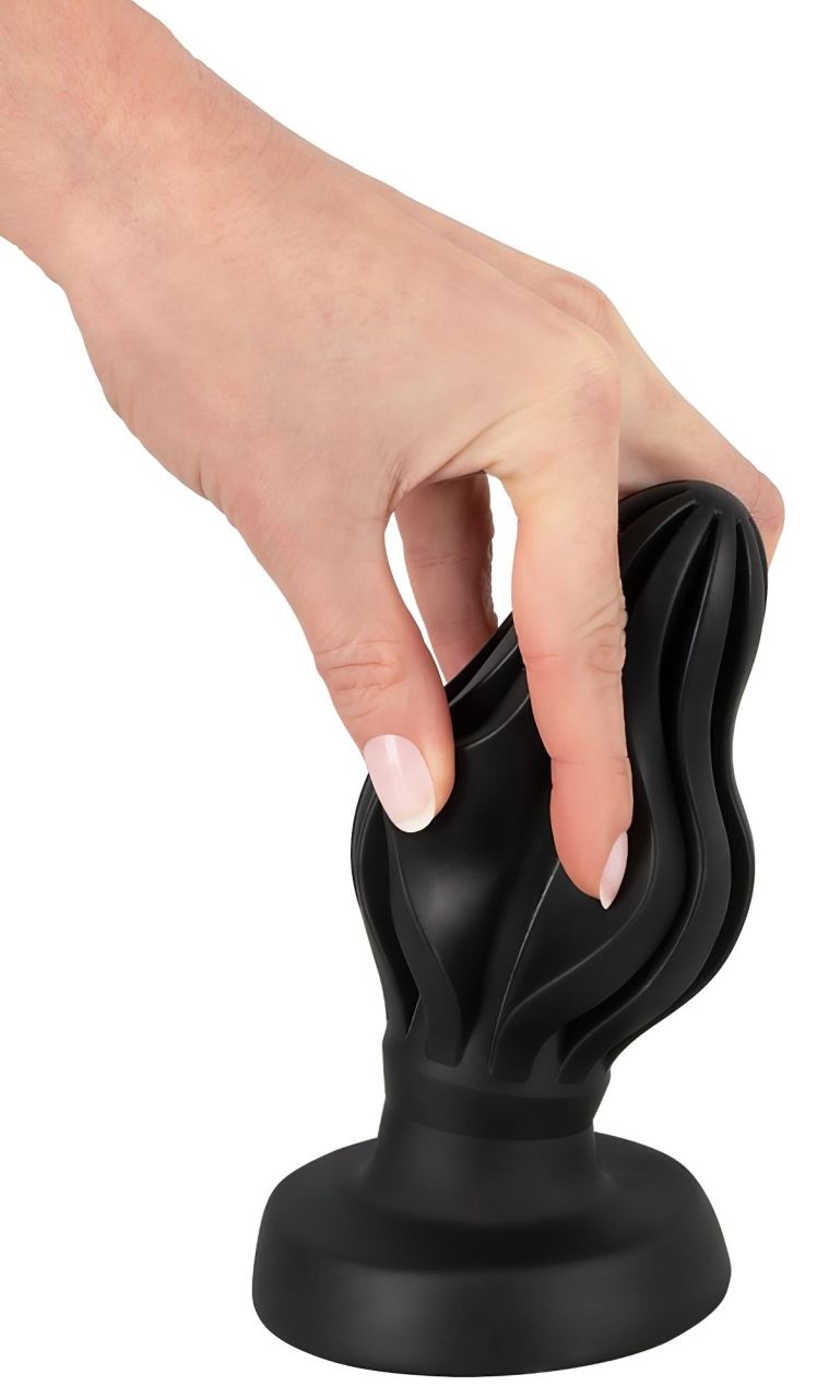 ANOS - bordázott puha anál plug - 7cm (fekete)