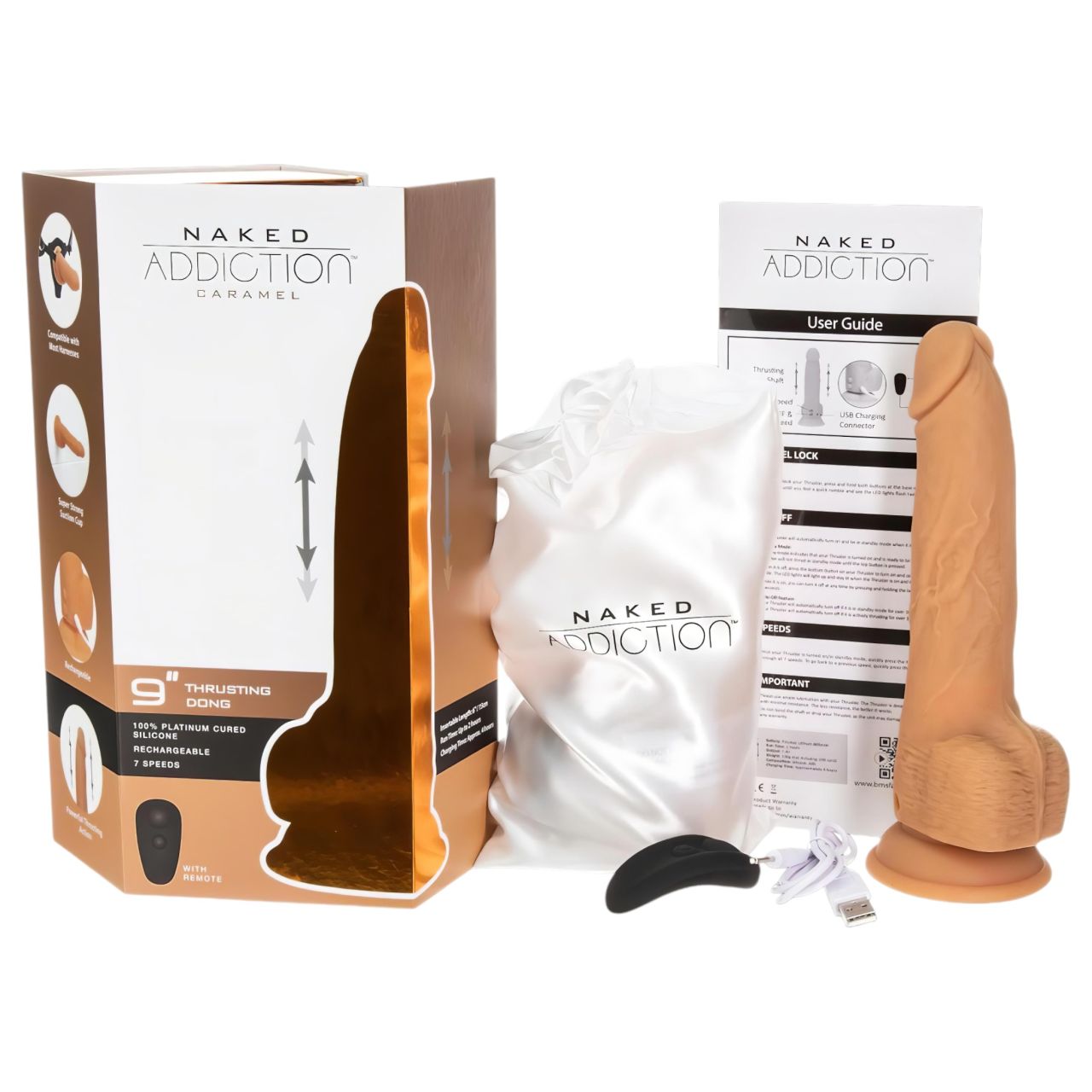 Naked Addiction Thrusting 9 - lökő vibrátor - sötét (23cm)