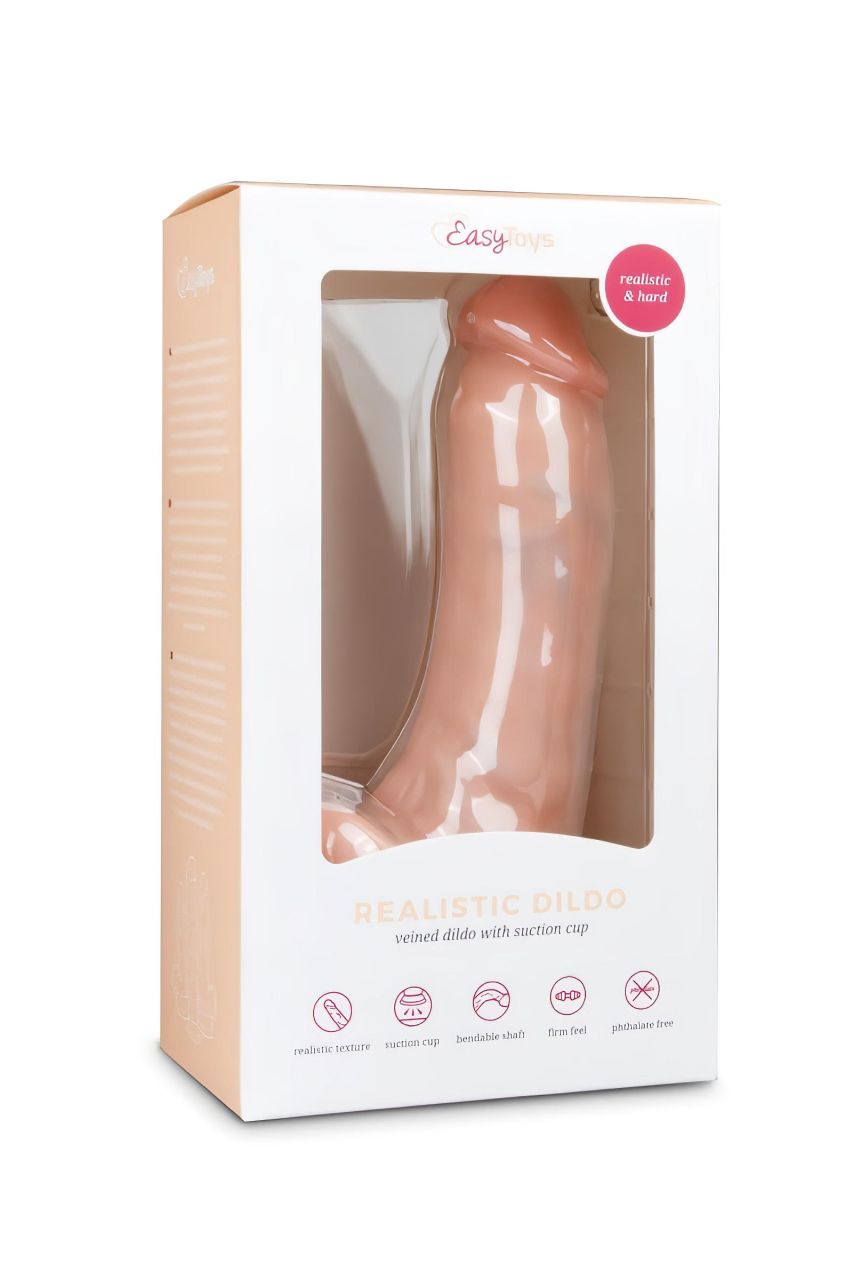 Easytoys - tapadókorongos, herés dildó (20cm) - natúr Easytoys - tapadókorongos, herés dildó (20cm) - natúr