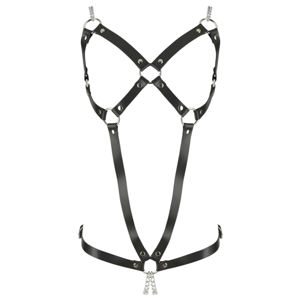 ZADO - láncos bőr testhám body - fekete (S-L) ZADO - láncos bőr testhám body - fekete (S-L)