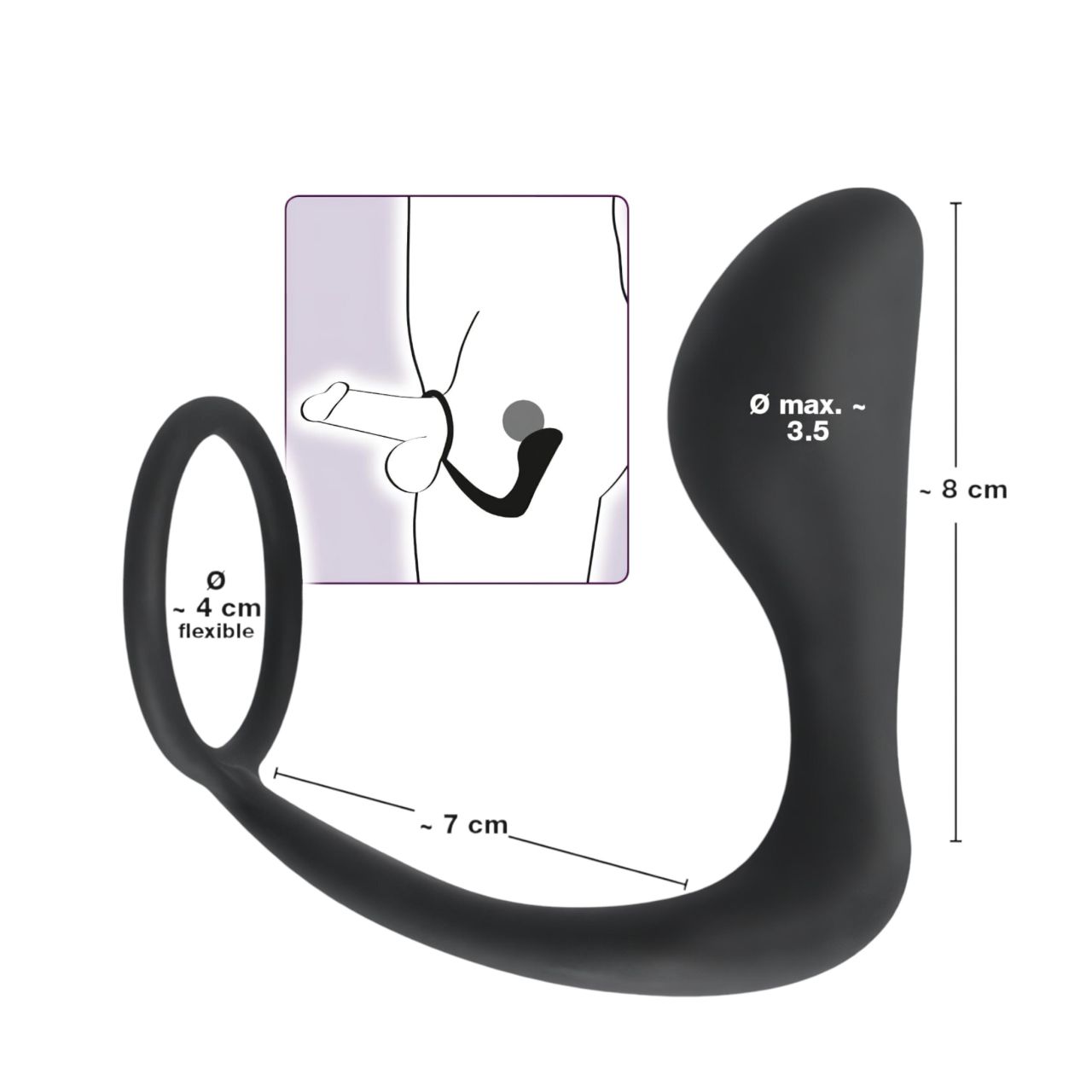 Black Velvets - anál plug péniszgyűrűvel (fekete)