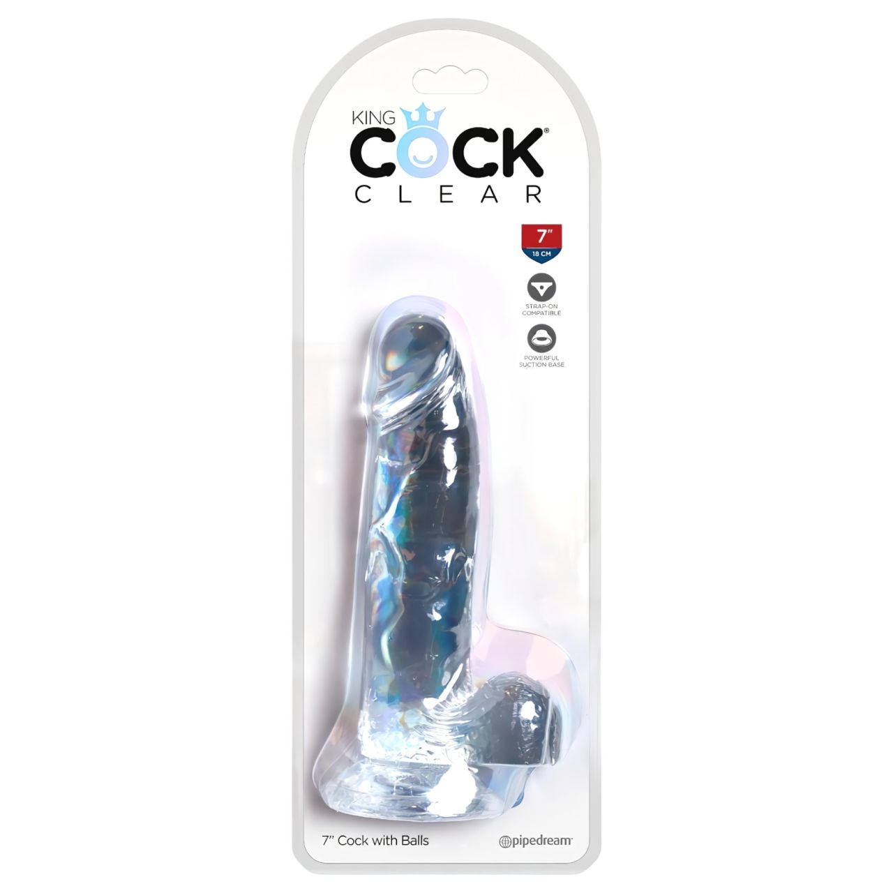 King Cock Clear 7 - tapadókorongos, herés dildó (18cm) King Cock Clear 7 - tapadókorongos, herés dildó (18cm)