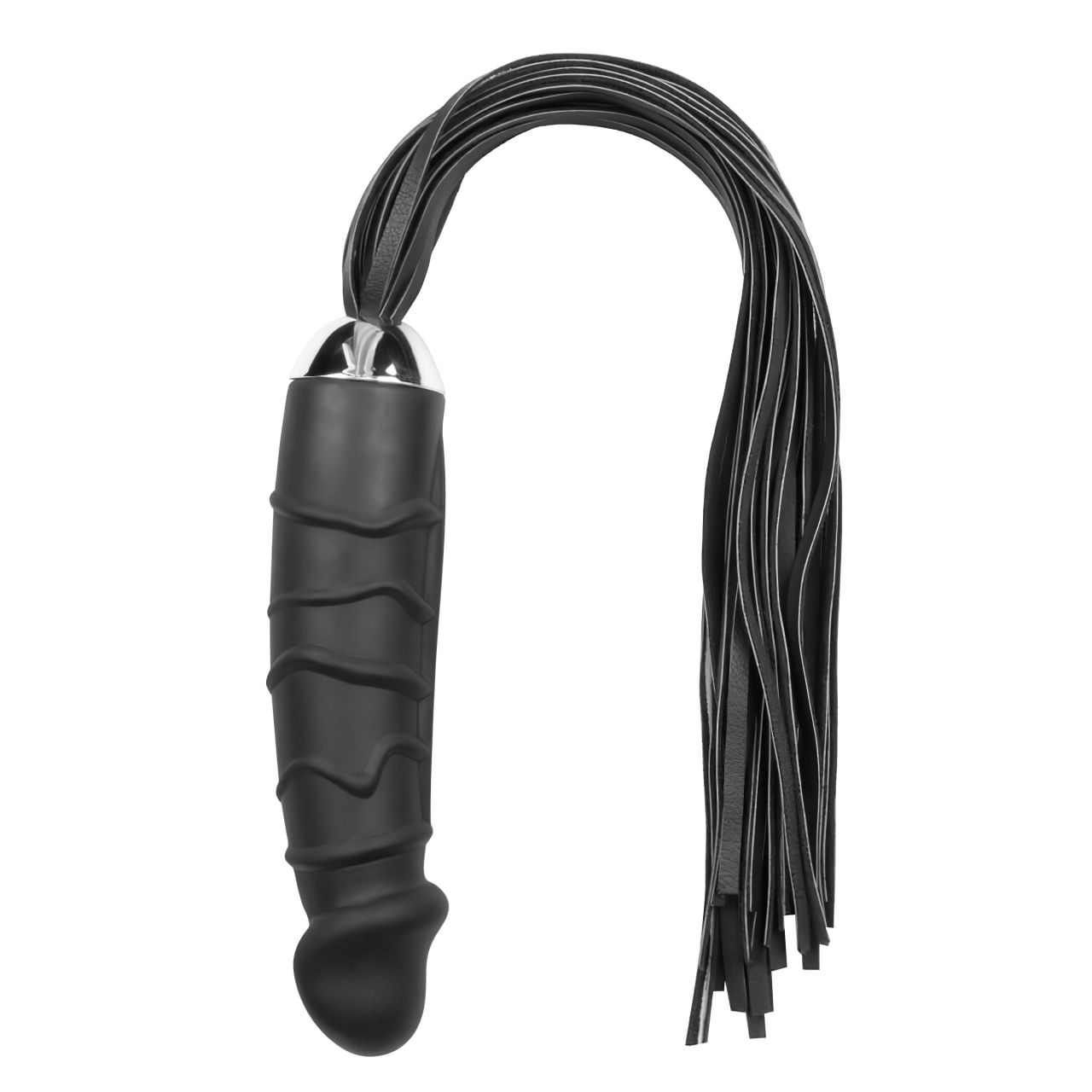 Easytoys Flogger - korbács és szilikon dildó egyben (fekete) Easytoys Flogger - korbács és szilikon dildó egyben (fekete)