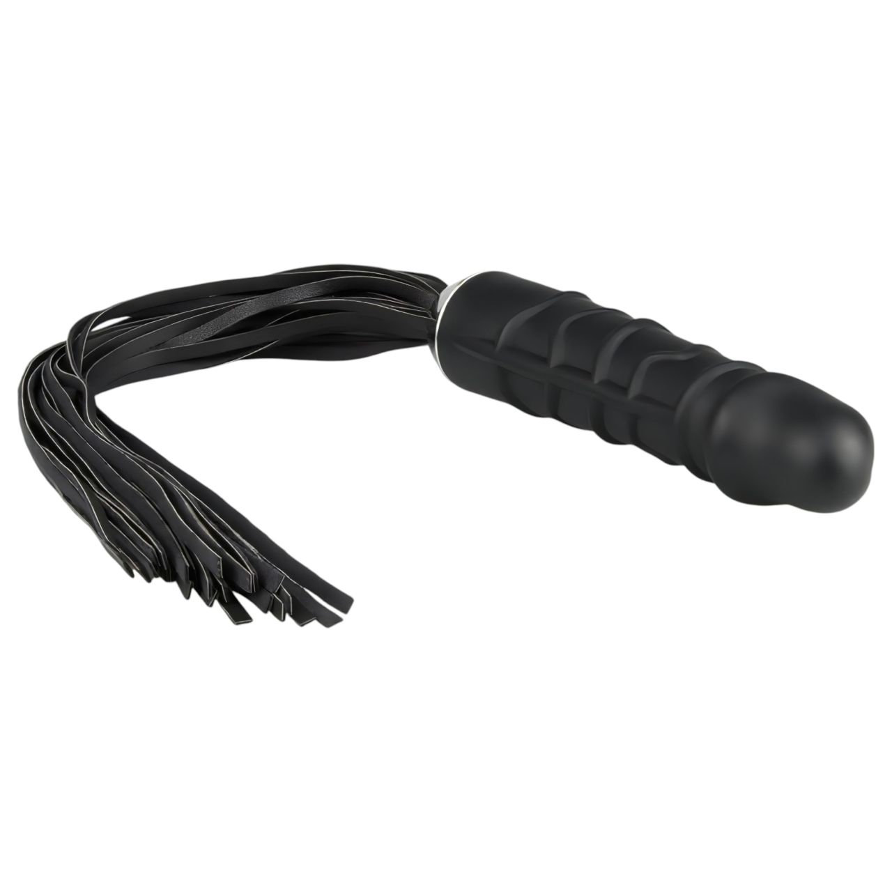 Easytoys Flogger - korbács és szilikon dildó egyben (fekete) Easytoys Flogger - korbács és szilikon dildó egyben (fekete)