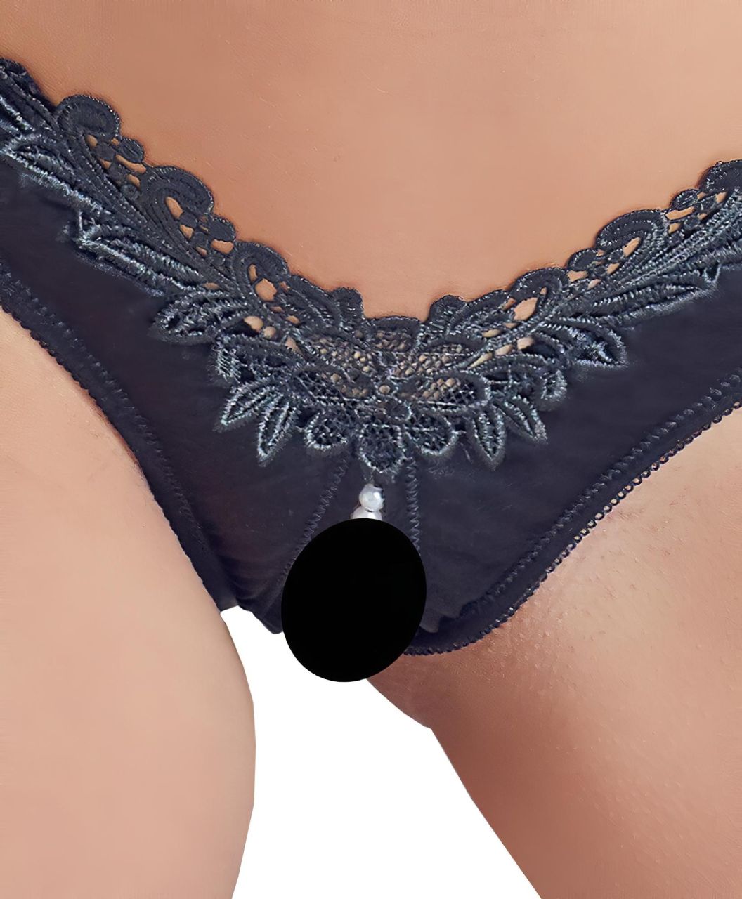 Cottelli - gyöngyös, nyitott virágos női bugyi (fekete) Cottelli - gyöngyös, nyitott virágos női bugyi (fekete)