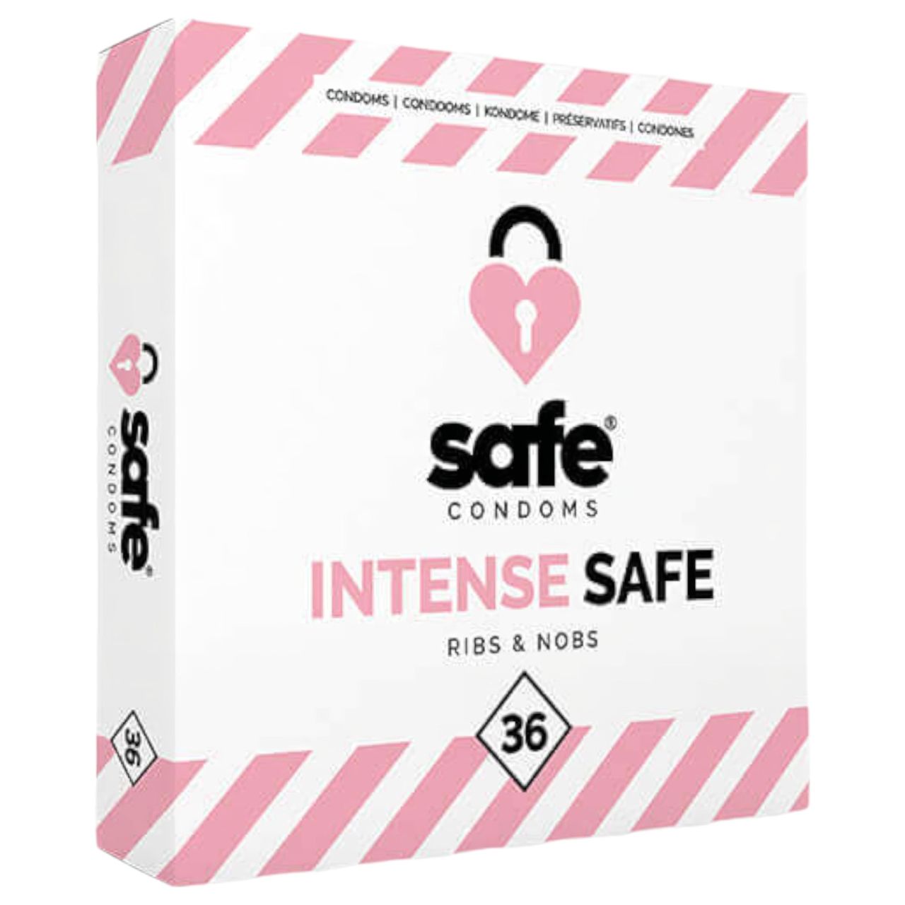 SAFE Intense Safe - Bordázott és pontozott óvszer (36db) SAFE Intense Safe - Bordázott és pontozott óvszer (36db)