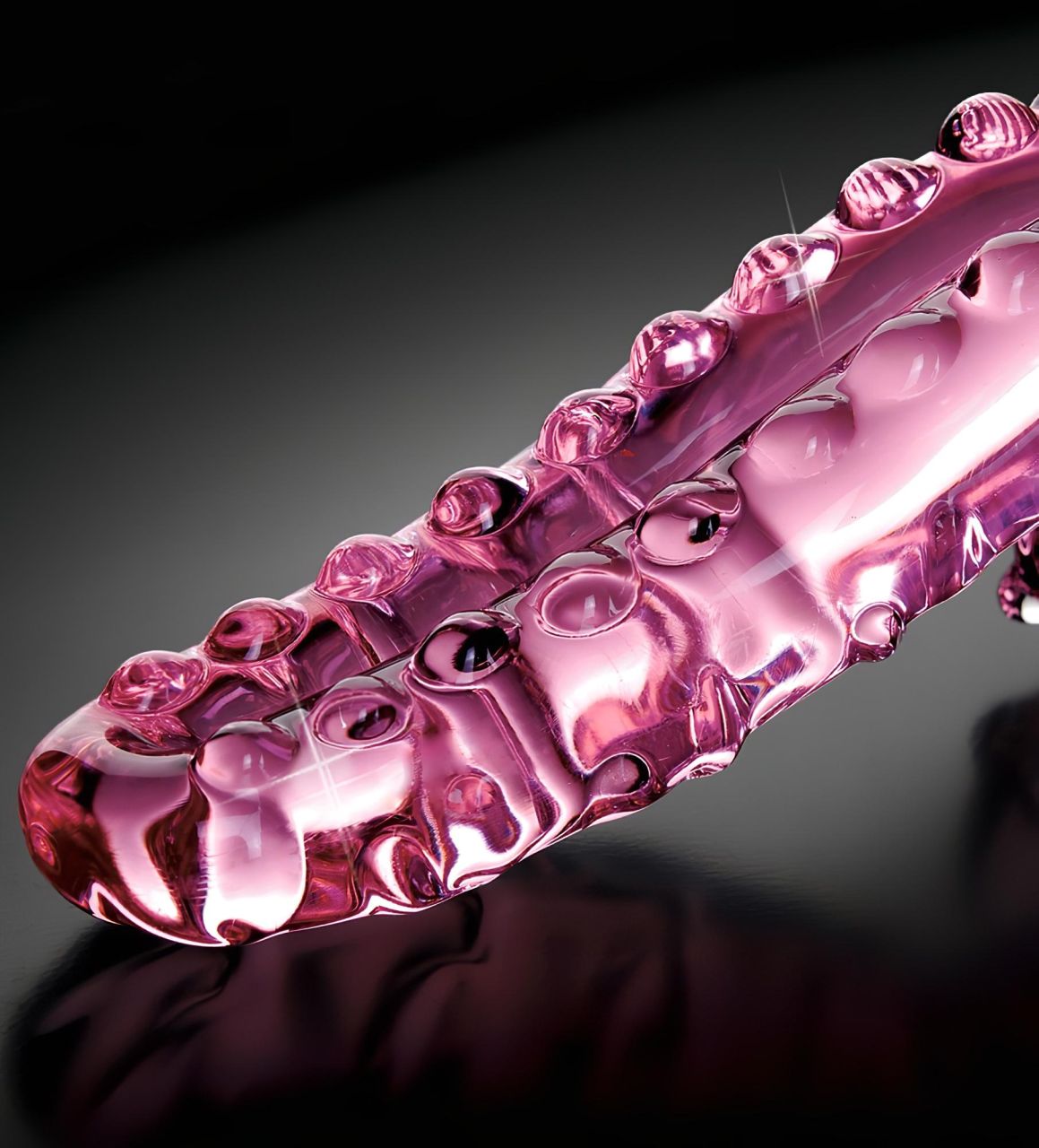 Icicles No. 24 - bordázott nyelv üveg dildó (pink) Icicles No. 24 - bordázott nyelv üveg dildó (pink)