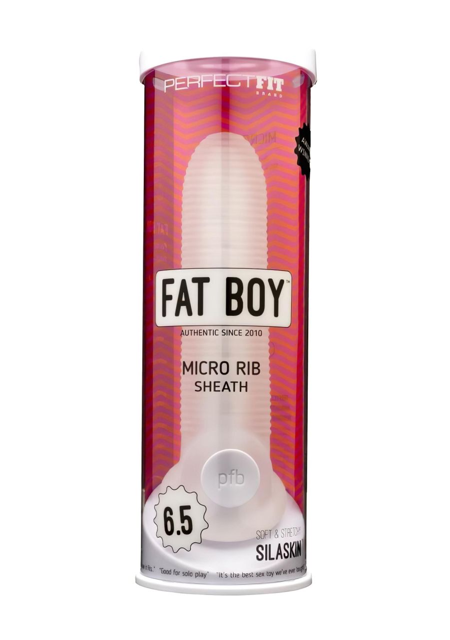 Fat Boy Micro Ribbed - péniszköpeny (17cm) - fehér