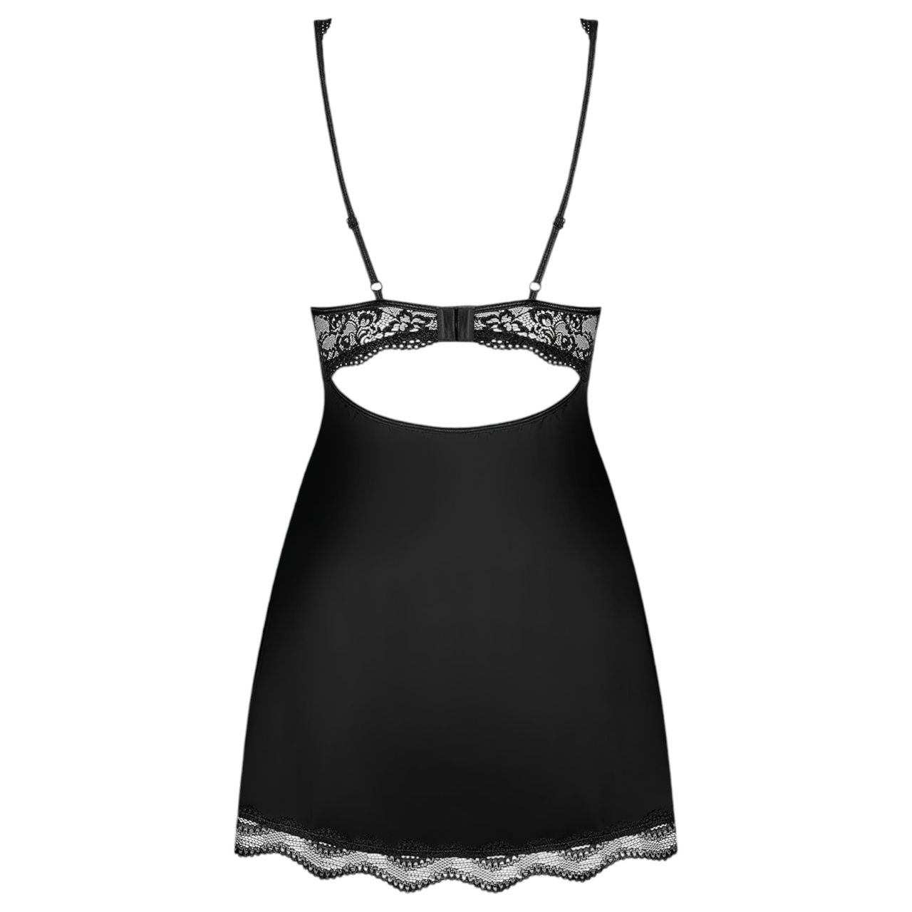 Obsessive Luvae - virágos, strasszos hálóing és tanga (fekete) Obsessive Luvae - virágos, strasszos hálóing és tanga (fekete)