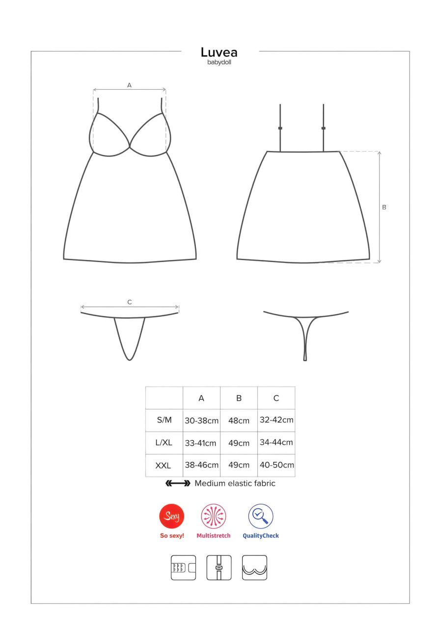 Obsessive Luvae - virágos, strasszos hálóing és tanga (fekete) Obsessive Luvae - virágos, strasszos hálóing és tanga (fekete)