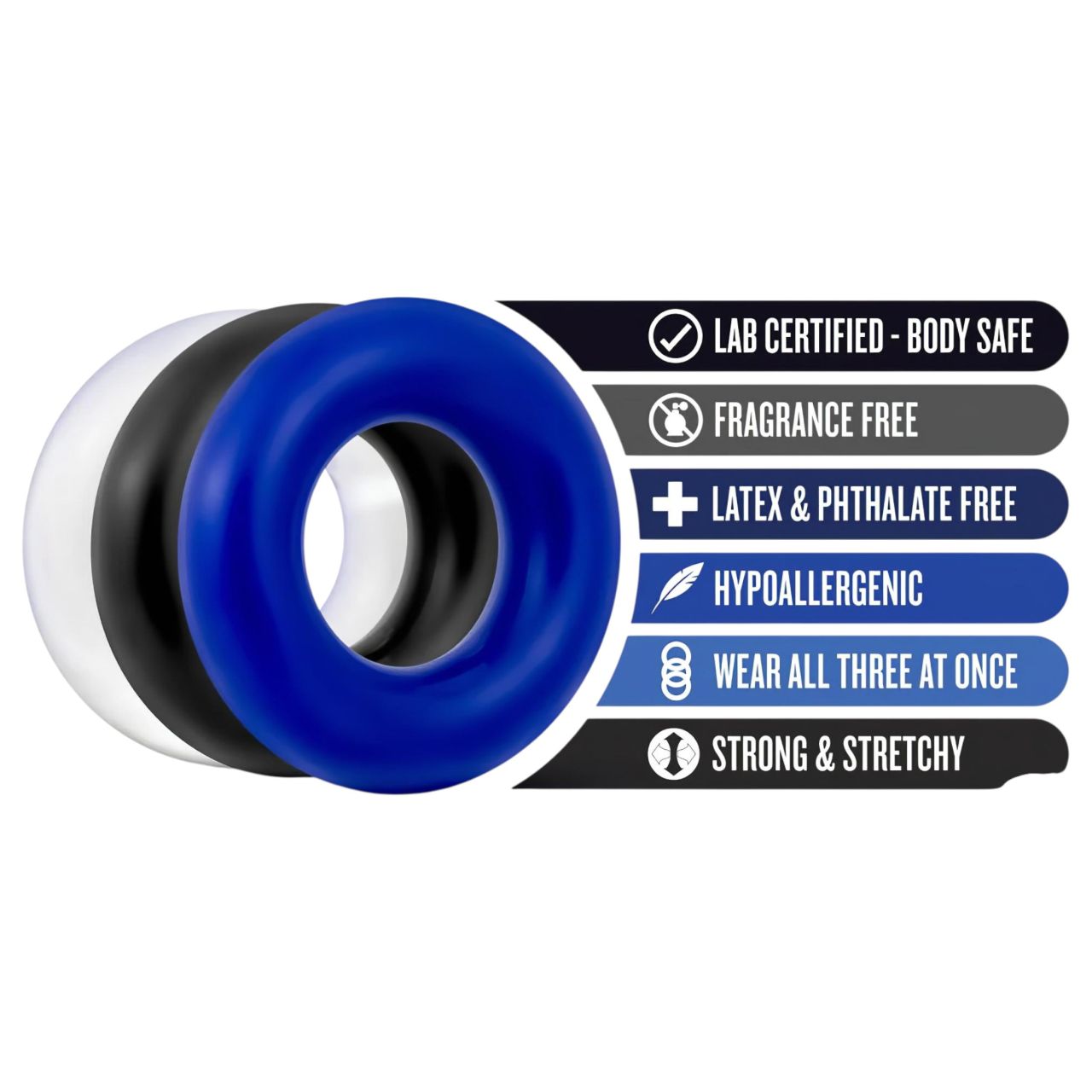 Stay Hard - péniszgyűrű szett - 3db (színes) Stay Hard - péniszgyűrű szett - 3db (színes)