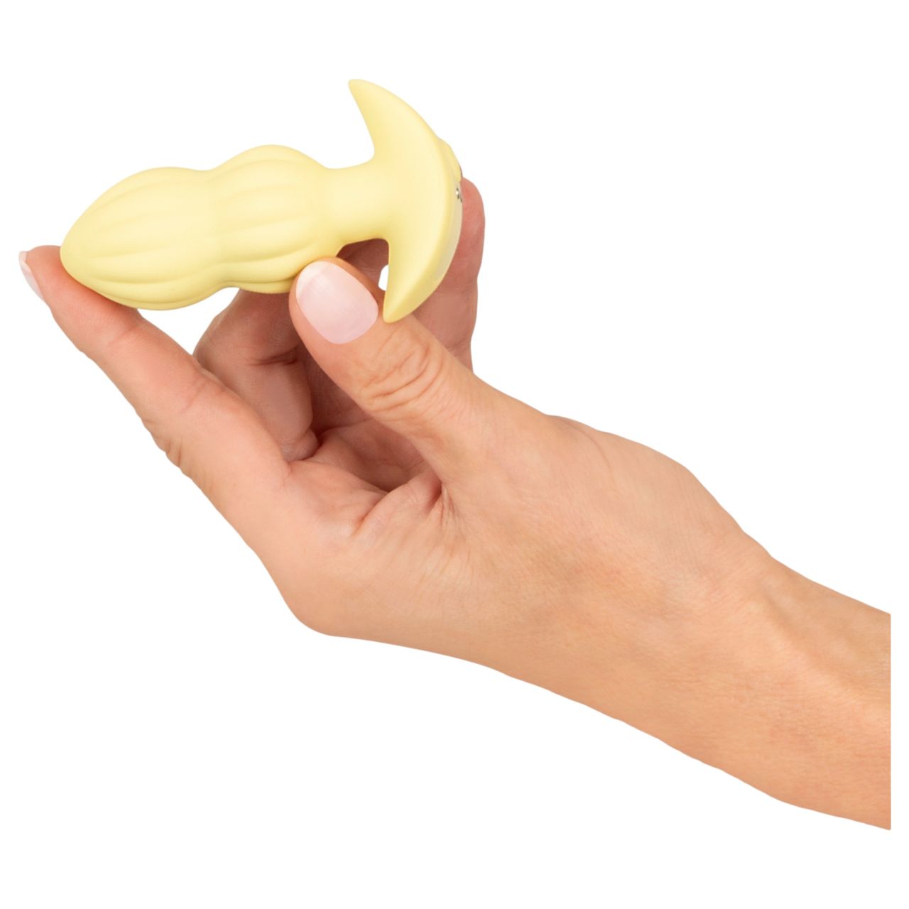 Cuties Mini - bordázott vibrációs anál plug (sárga)