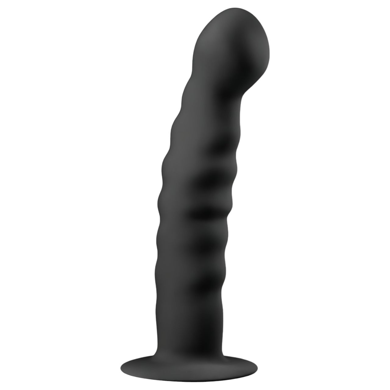 Easytoys Ribbed - tapadókorongos anál dildó (14cm) - fekete Easytoys Ribbed - tapadókorongos anál dildó (14cm) - fekete