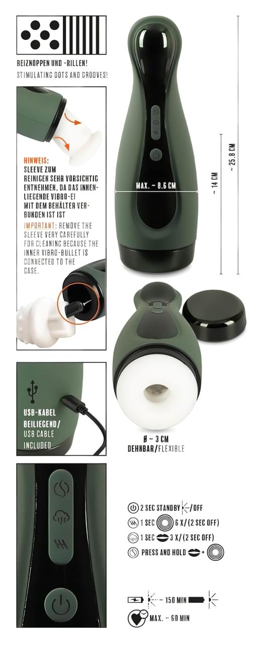 Rebel 2 Function - akkus, szívó-rezgő maszturbátor