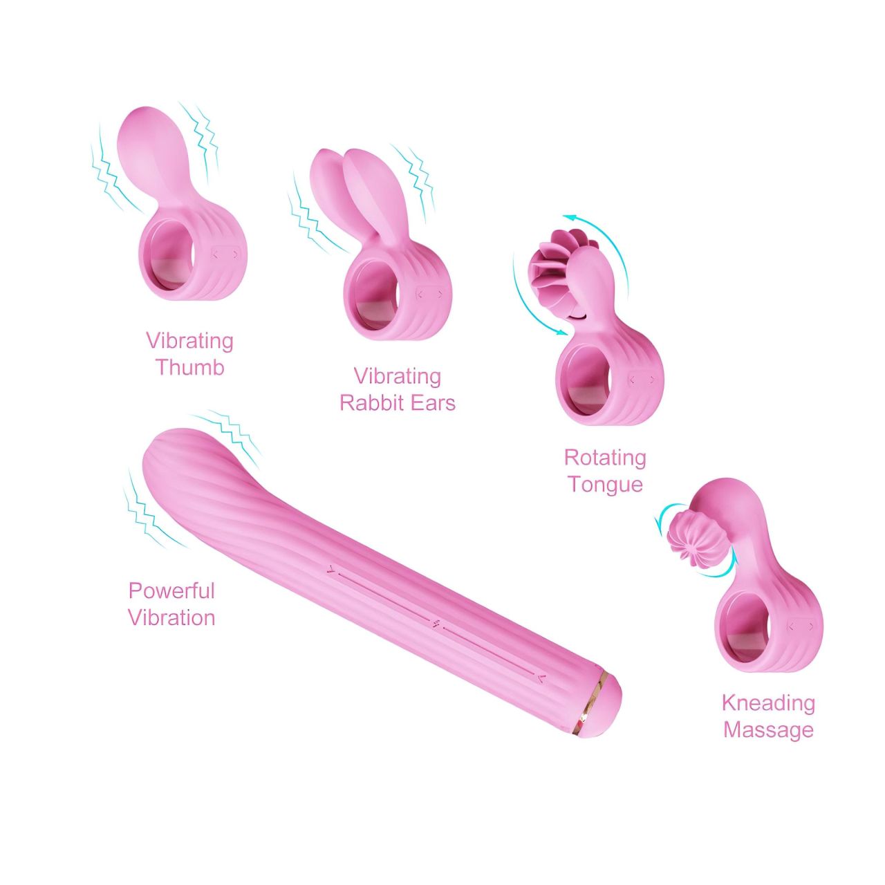 Magic Stick - vibrátor, cserélhető feltétekkel (pink) Magic Stick - vibrátor, cserélhető feltétekkel (pink)