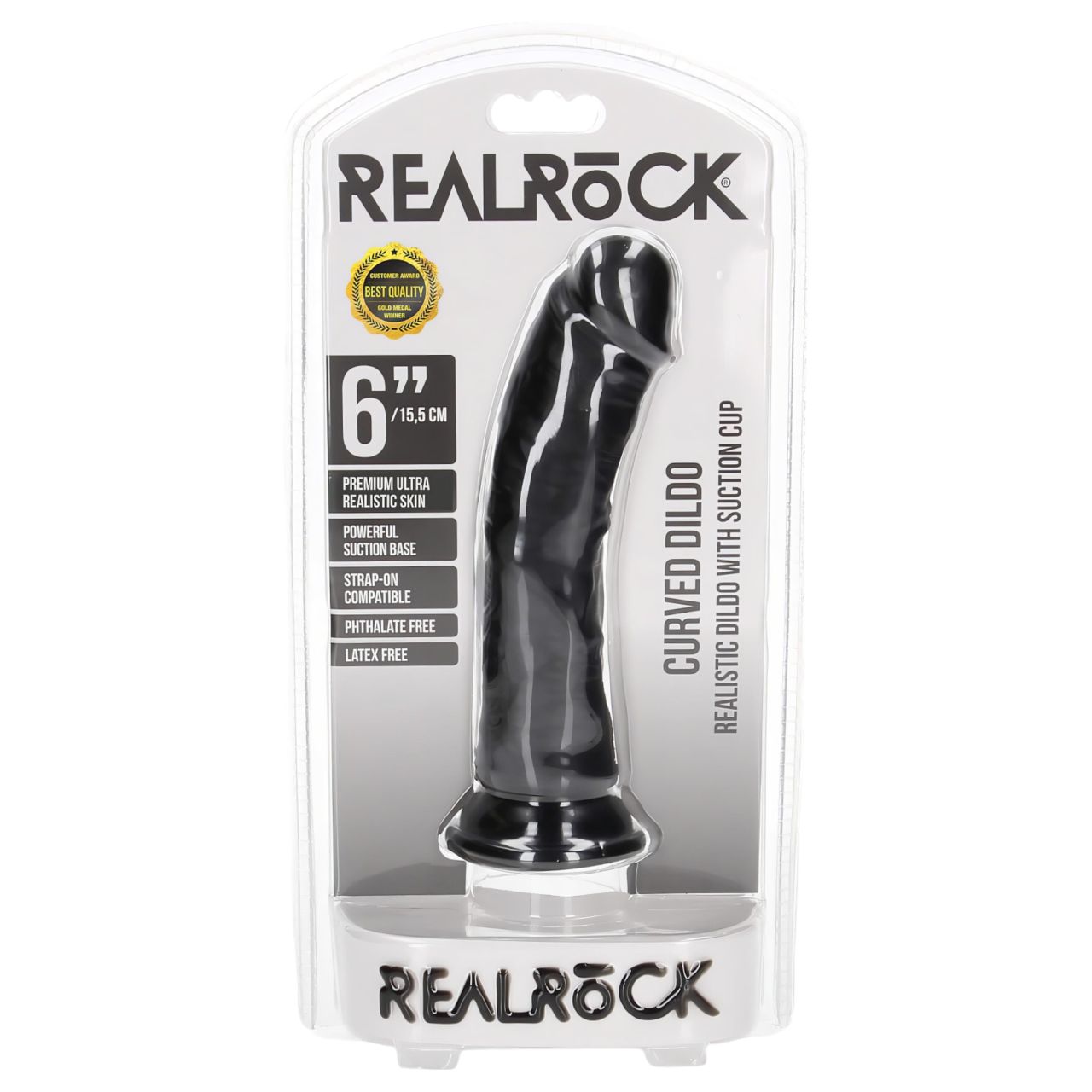 RealRock - tapadókorongos realisztikus dildó - 15,5cm (fekete)