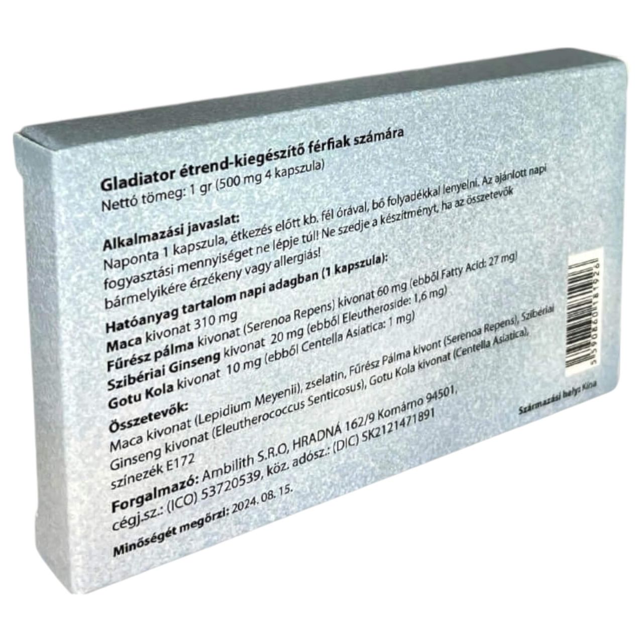Gladiator Strong - étrend kiegészítő kapszula férfiaknak (4db) Gladiator Strong - étrend kiegészítő kapszula férfiaknak (4db)
