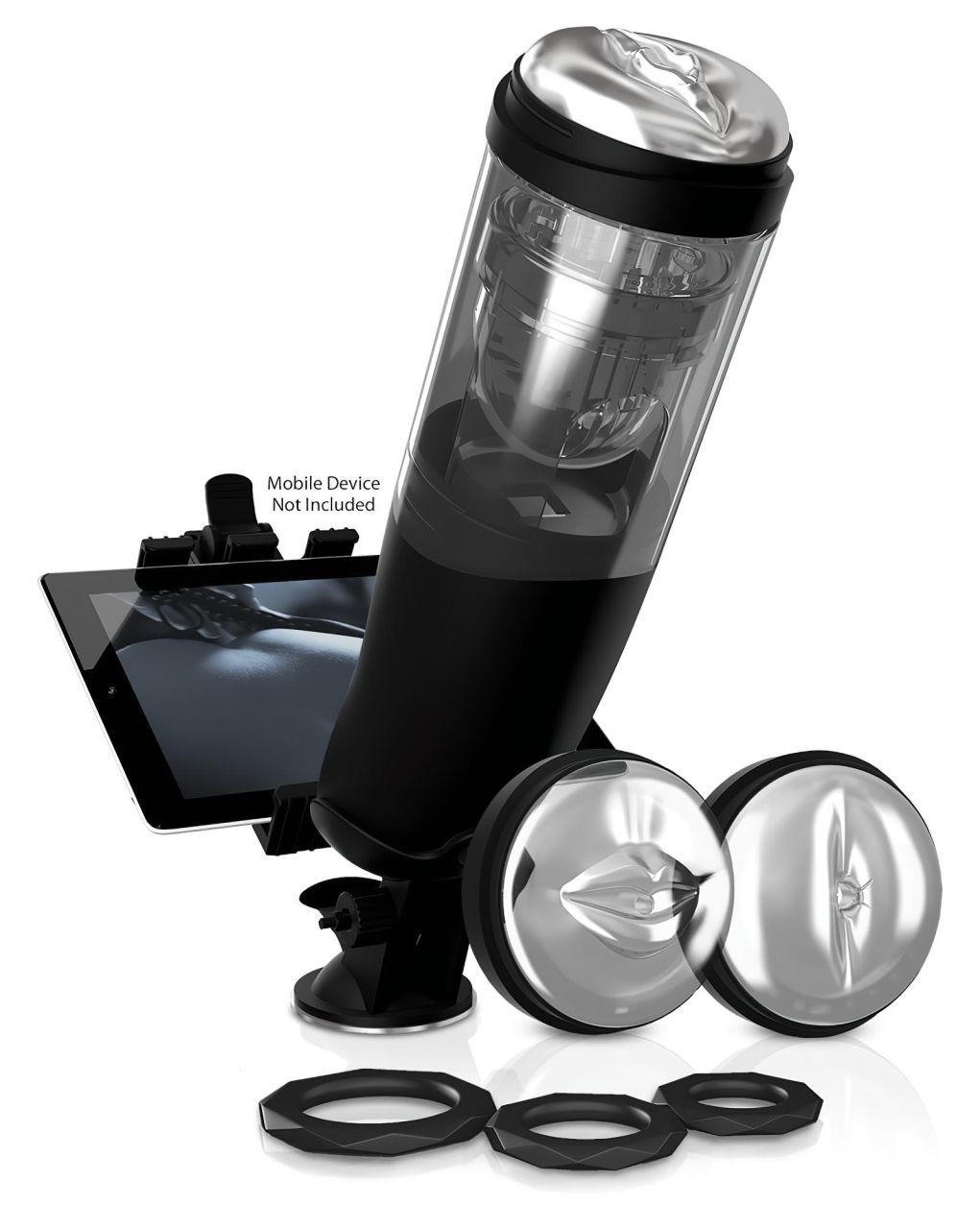 PDX Mega-Bator - forgó, fel-le mozgó maszturbátor (fekete)