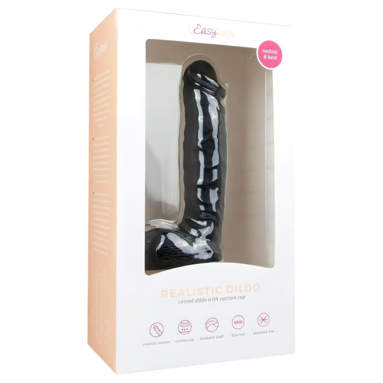 Easytoys - tapadókorongos, herés dildó (22,5cm) - fekete Easytoys - tapadókorongos, herés dildó (22,5cm) - fekete