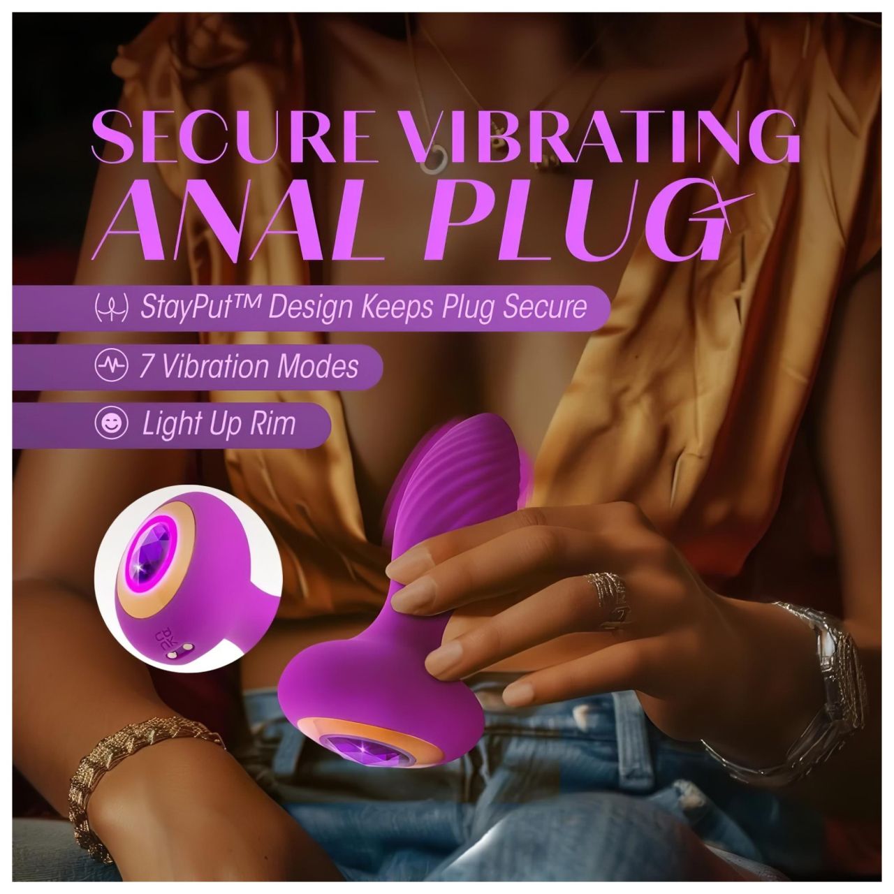 Oh My Gem - vibrációs anál plug kővel (lila)
