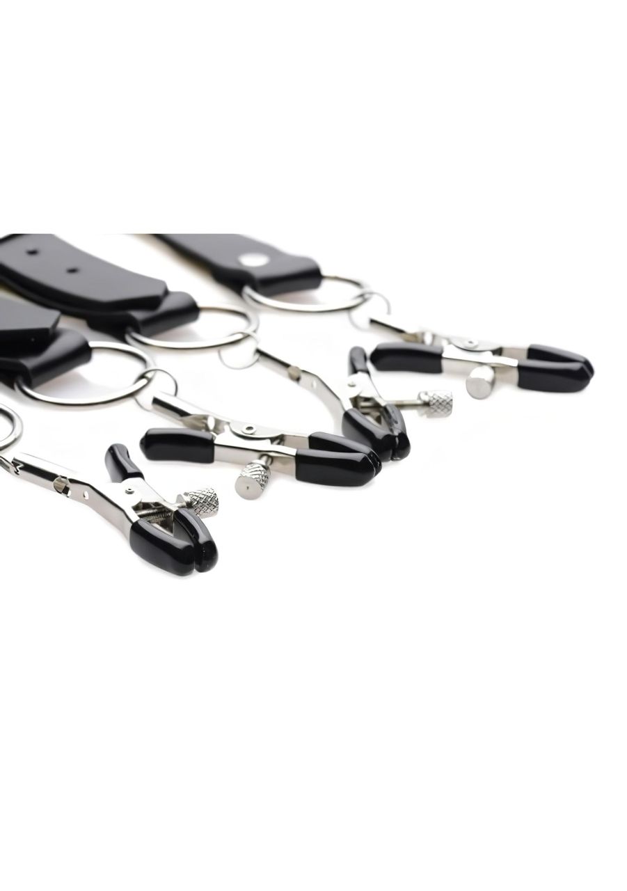 XR Brands - szeméremajak-széthúzó csipeszek (fekete)