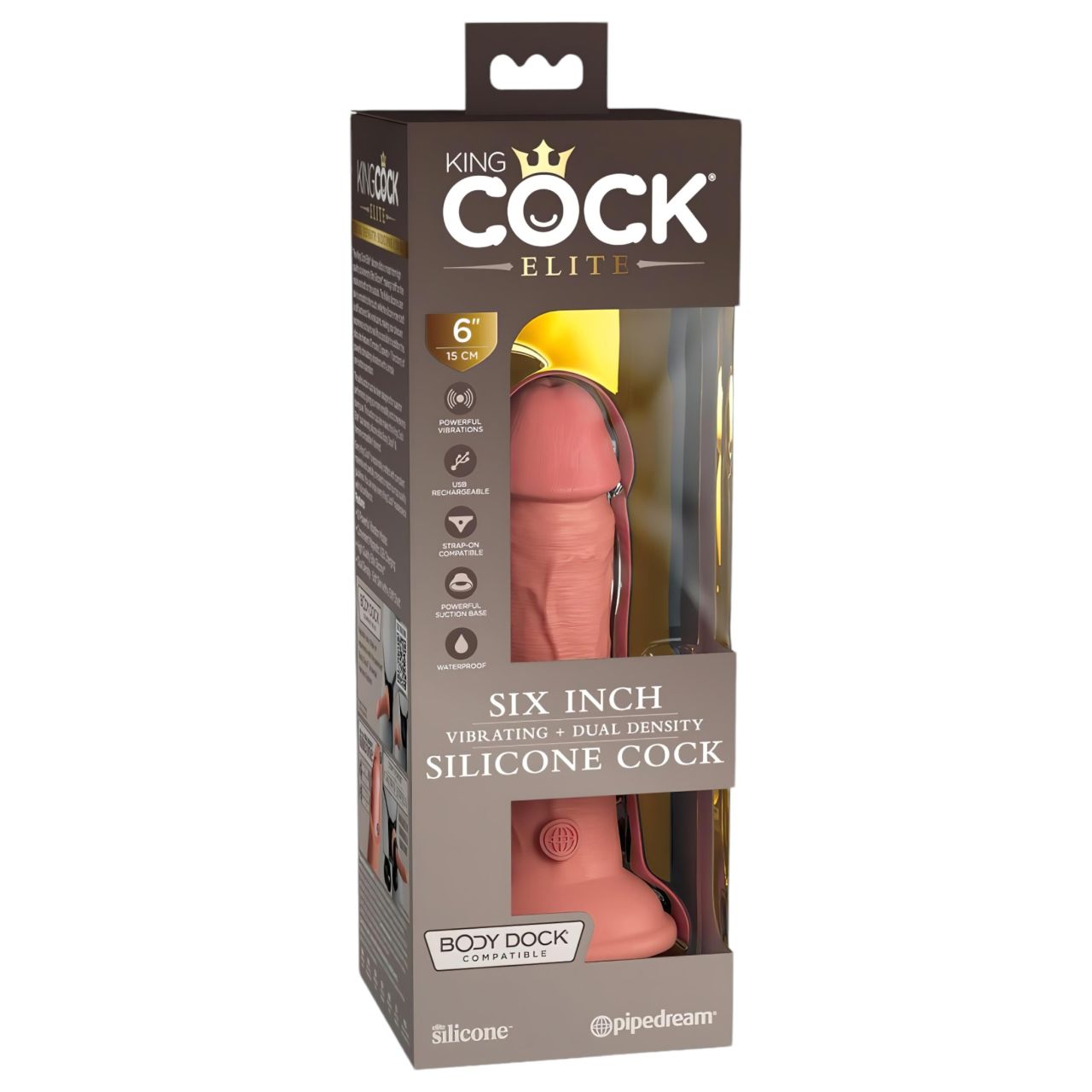King Cock Elite 6 - élethű vibrátor 15cm (sötét natúr) King Cock Elite 6 - élethű vibrátor 15cm (sötét natúr)