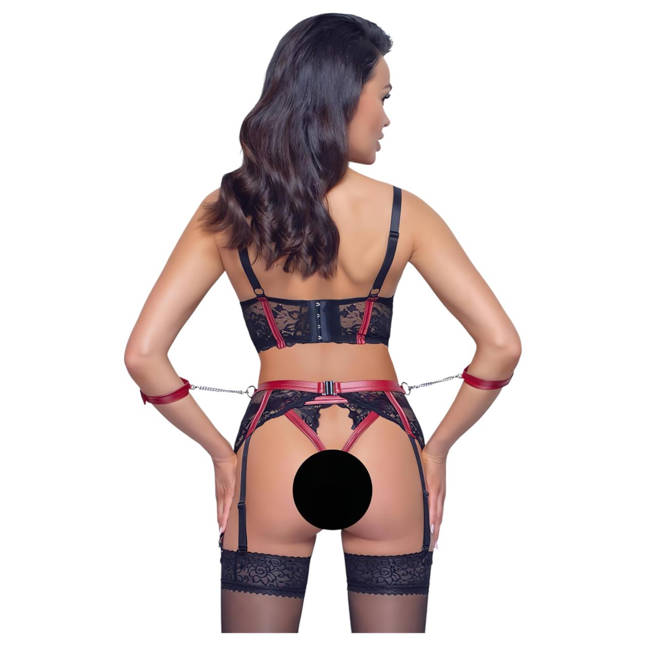 Cottelli Bondage - Matt, csipkés mellemelő szett (piros) Cottelli Bondage - Matt, csipkés mellemelő szett (piros)