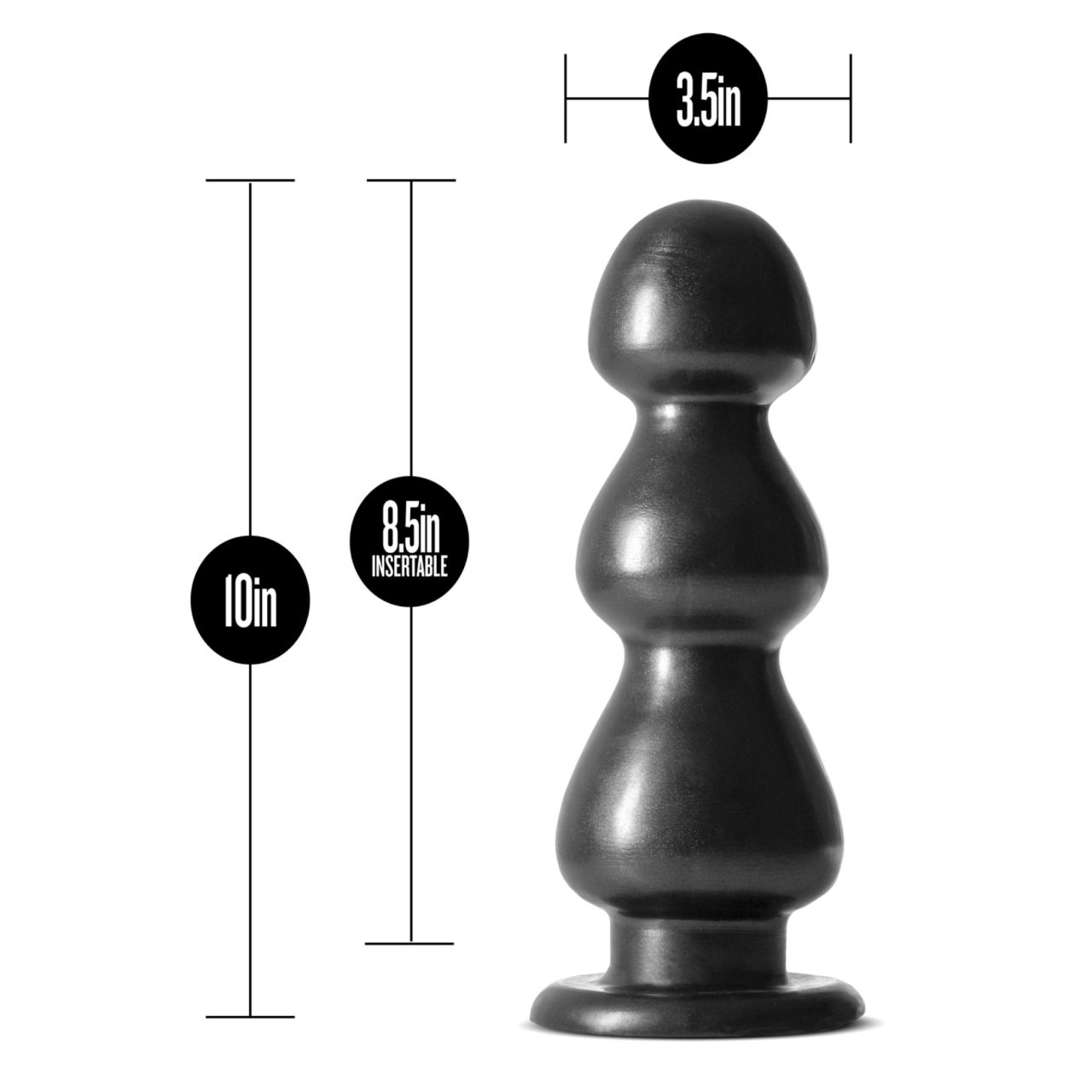 Blush Jet - tapadótalpas, gyöngyös dildó (fekete)