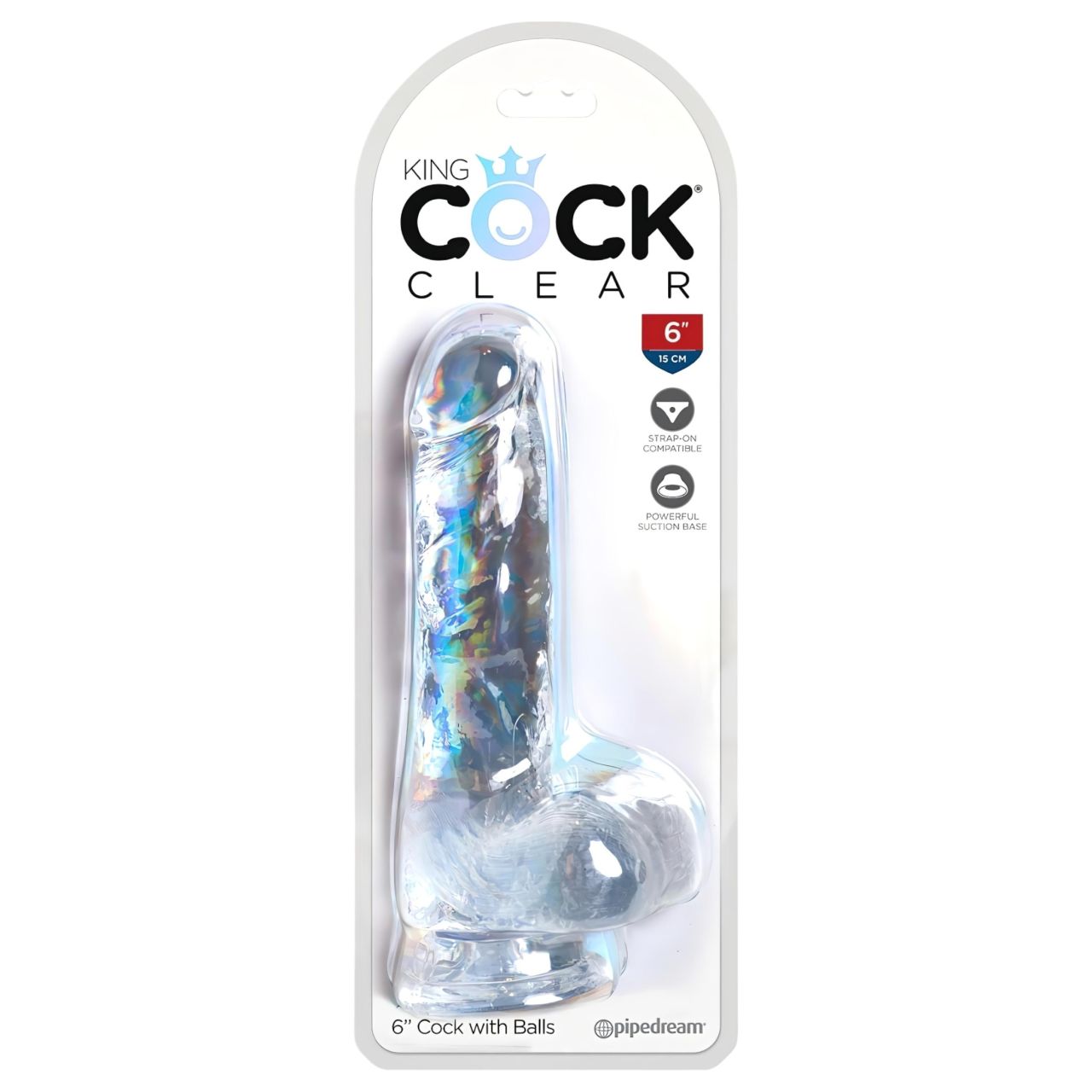 King Cock Clear 6 - tapadókorongos, herés kis dildó (15cm) King Cock Clear 6 - tapadókorongos, herés kis dildó (15cm)