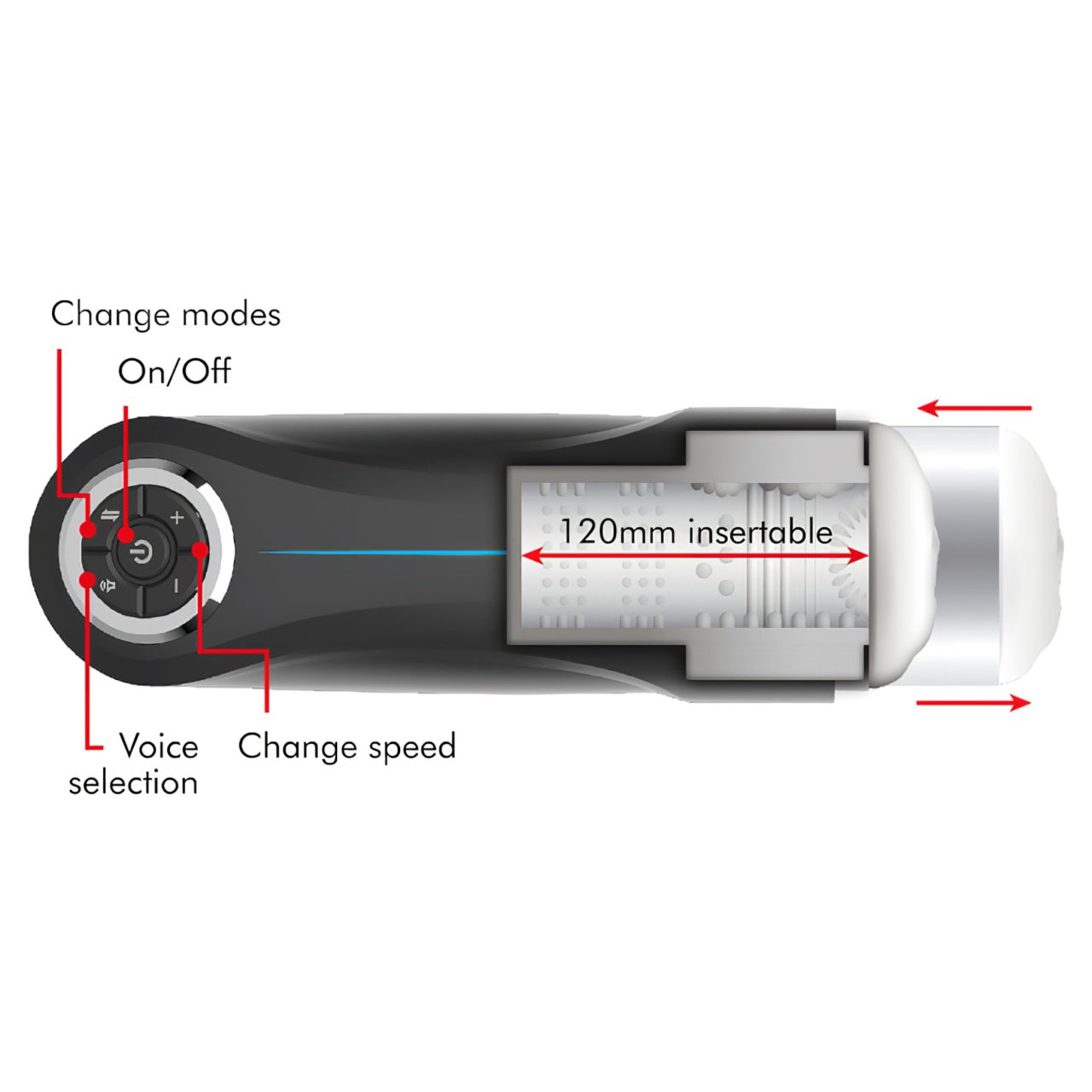 JamyJob - fel-le mozgó, rezgő maszturbátor (fekete)