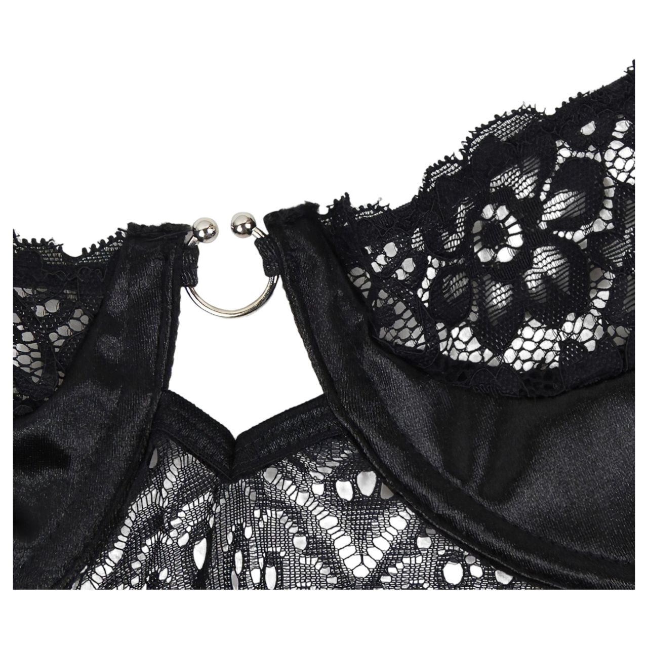 Subblime - mintás body szatén övvel (fekete)