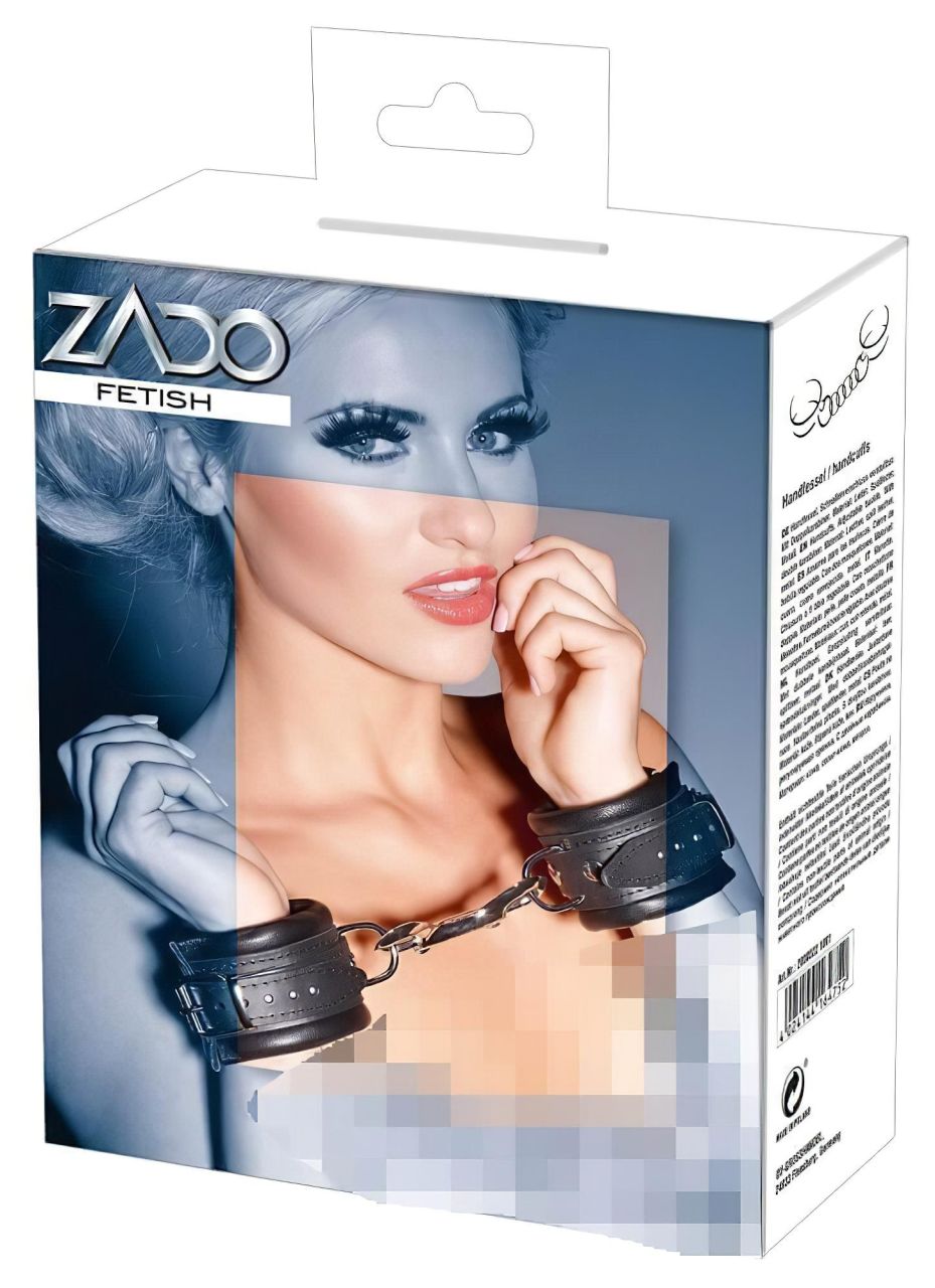 ZADO - bőr csukló bilincs és karabiner (fekete)