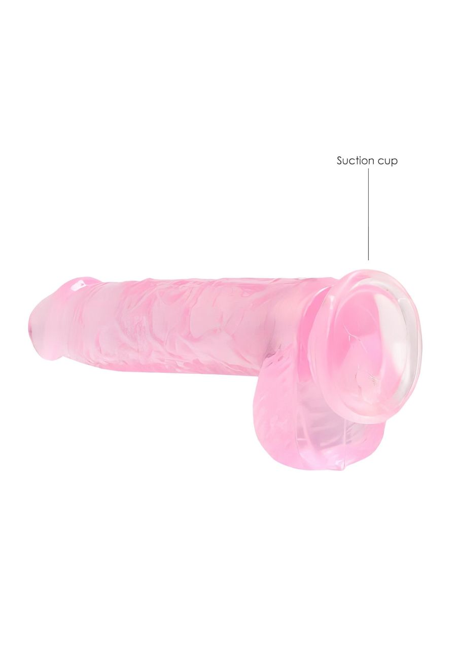 RealRock - átlátszó élethű dildó - pink (15cm) RealRock - átlátszó élethű dildó - pink (15cm)