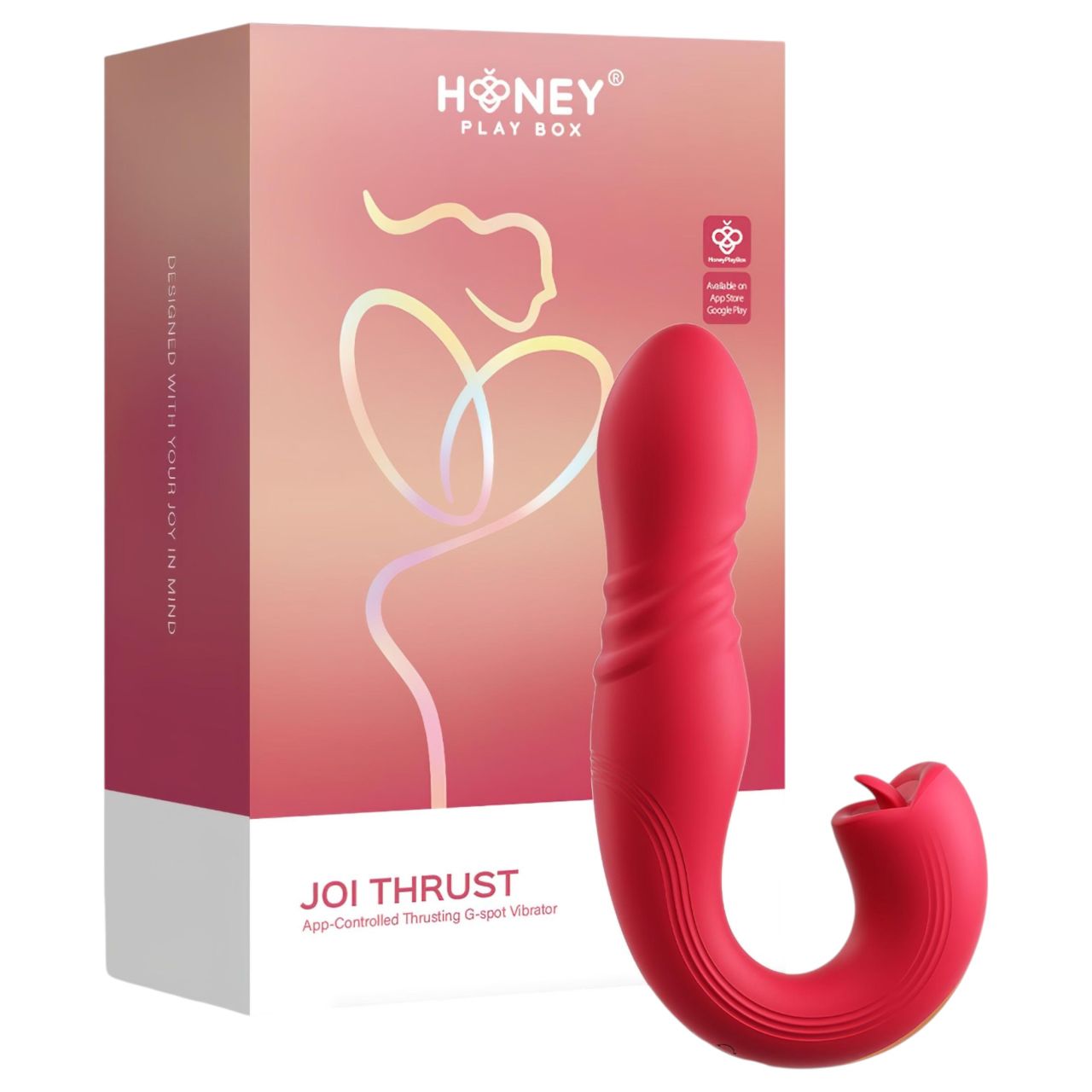 Honey Play Box Joi Thrust 2 - okos lökő, nyaló vibrátor (piros)
