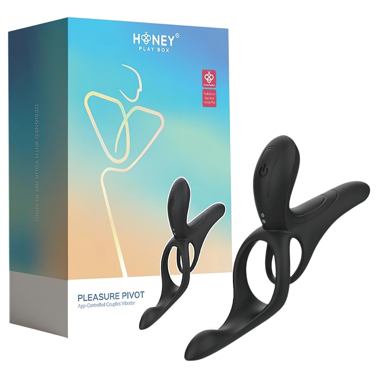 Honey Play Box Pleasure Pivot - okos vibrációs pénisz- és heregyűrű (fekete)