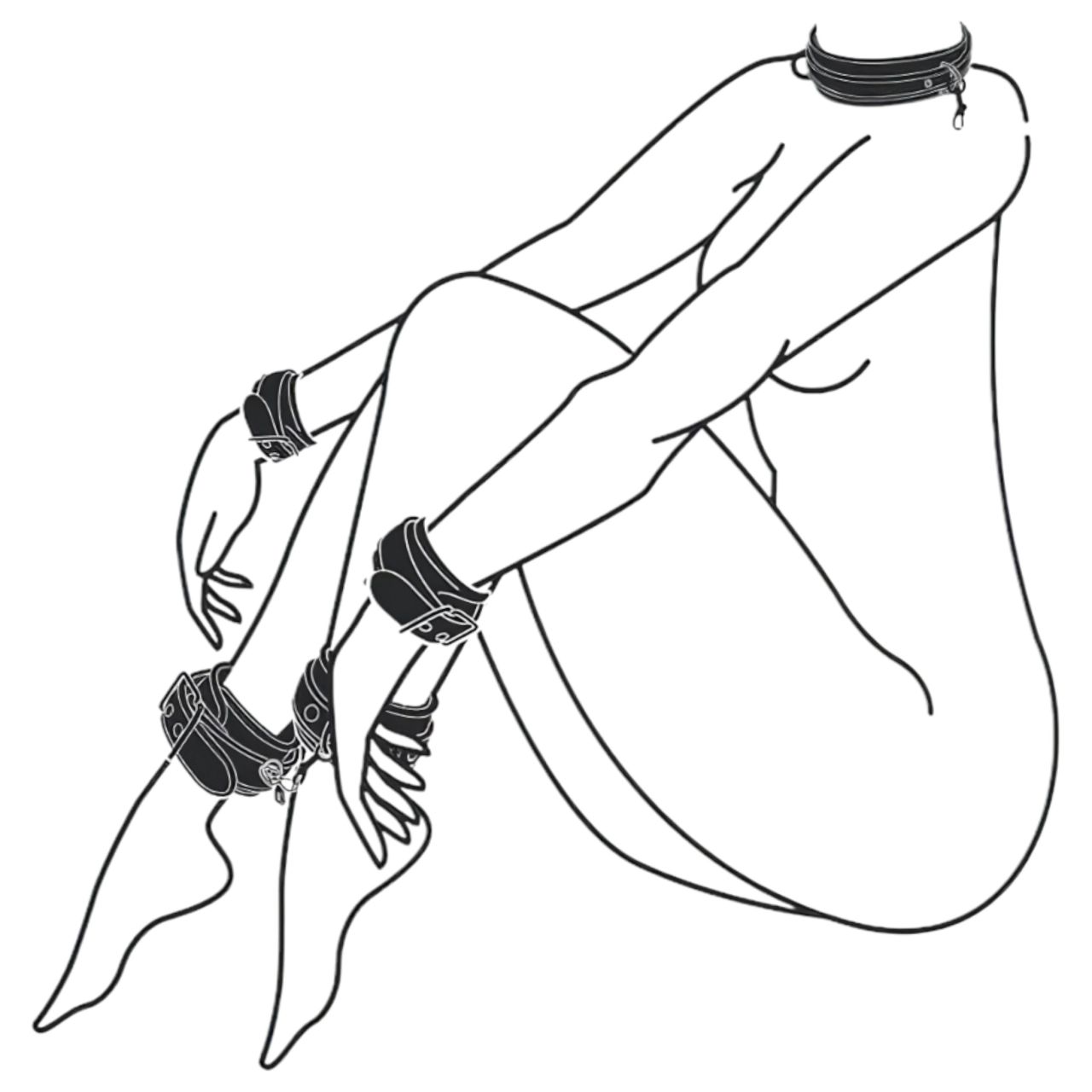 Easytoys - nyakörv, csukló- és bokabilincs szett (fekete)