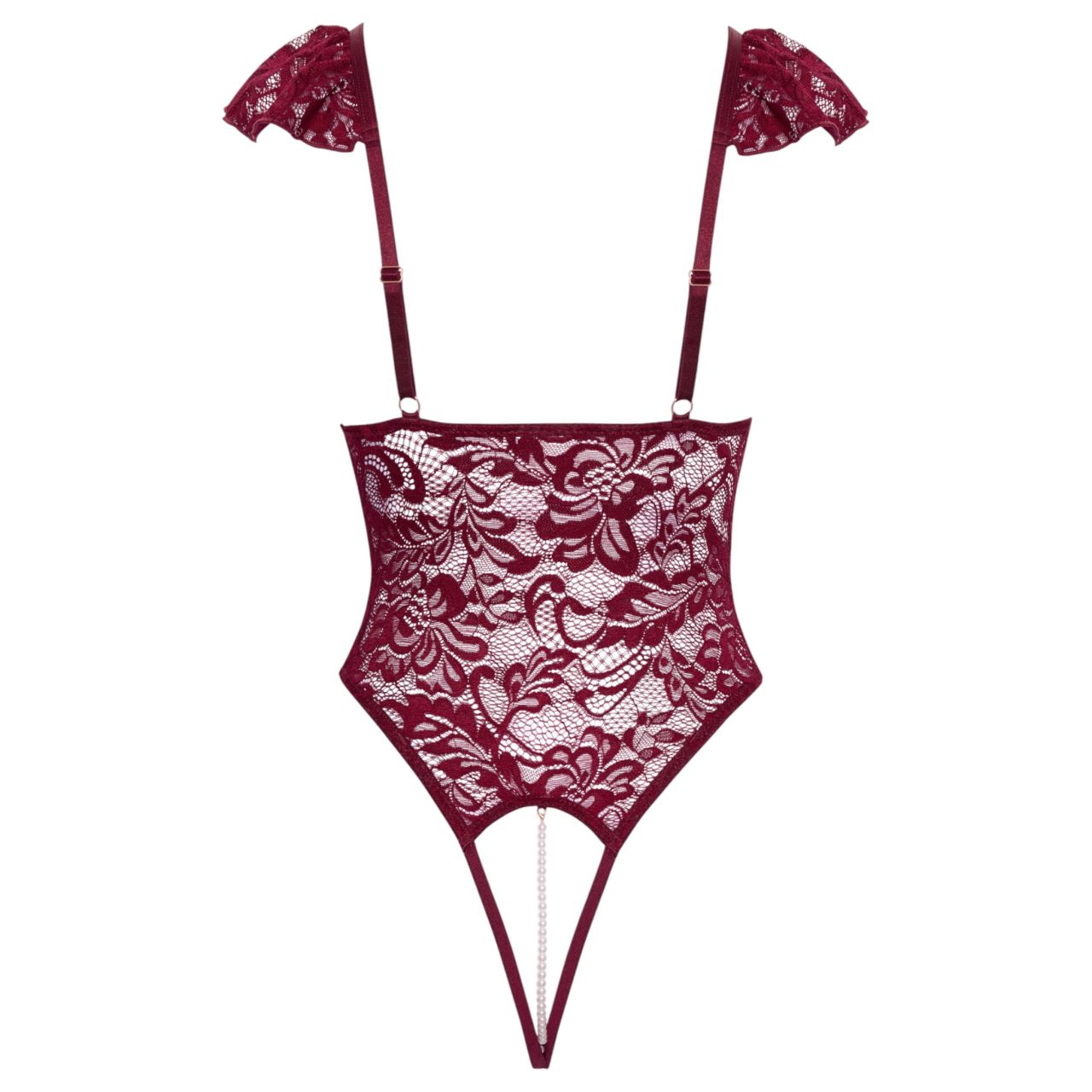 Cottelli - csipkés gyöngyös body (piros)