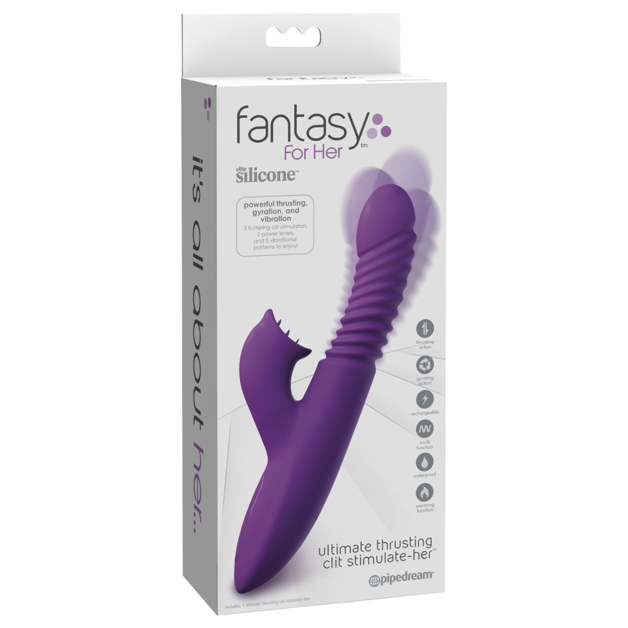 Fantasy For Her - 3in1 lökő vibrátor melegítő funkcióval (lila) Fantasy For Her - 3in1 lökő vibrátor melegítő funkcióval (lila)