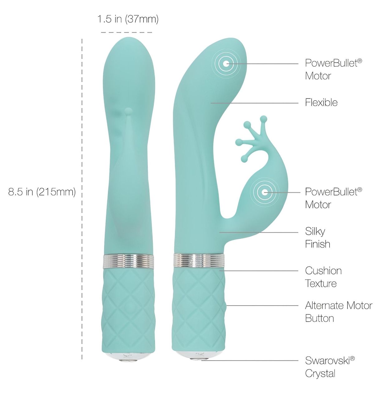/ Pillow Talk Kinky - akkus, 2 motoros G-pont vibrátor (türkiz)