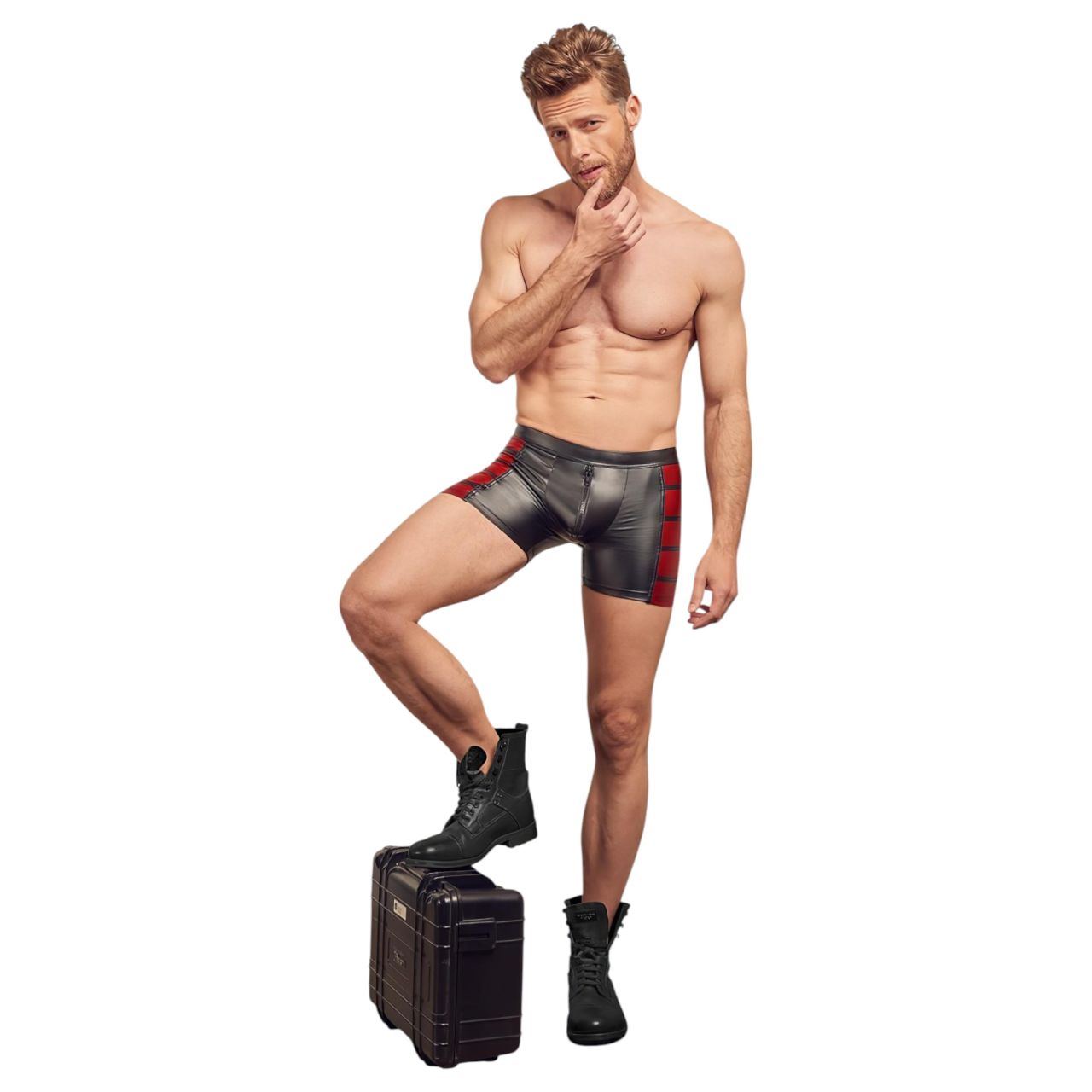 NEK - piros oldal betétes cipzáras boxer (fekete)