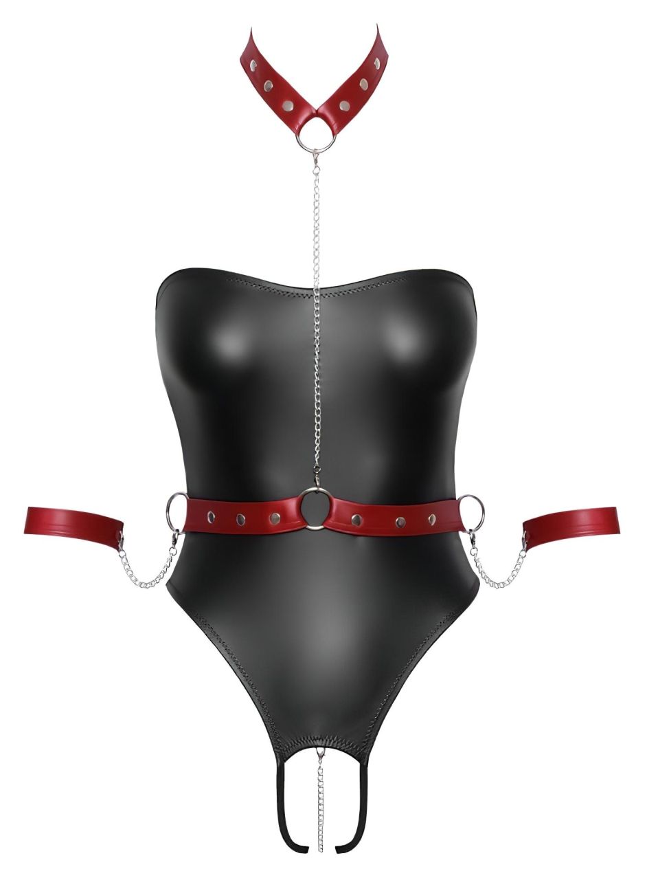 Cottelli Bondage - fényes body és kar bilincs (fekete) Cottelli Bondage - fényes body és kar bilincs (fekete)