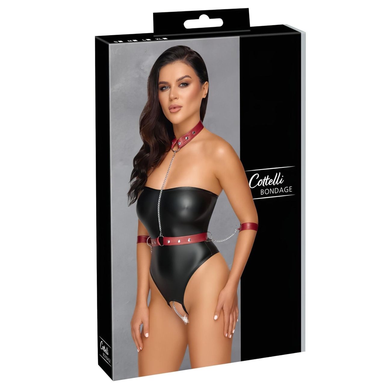 Cottelli Bondage - fényes body és kar bilincs (fekete) Cottelli Bondage - fényes body és kar bilincs (fekete)