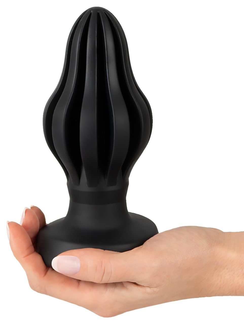 / ANOS - bordázott puha butt plug - 7 cm (fekete)