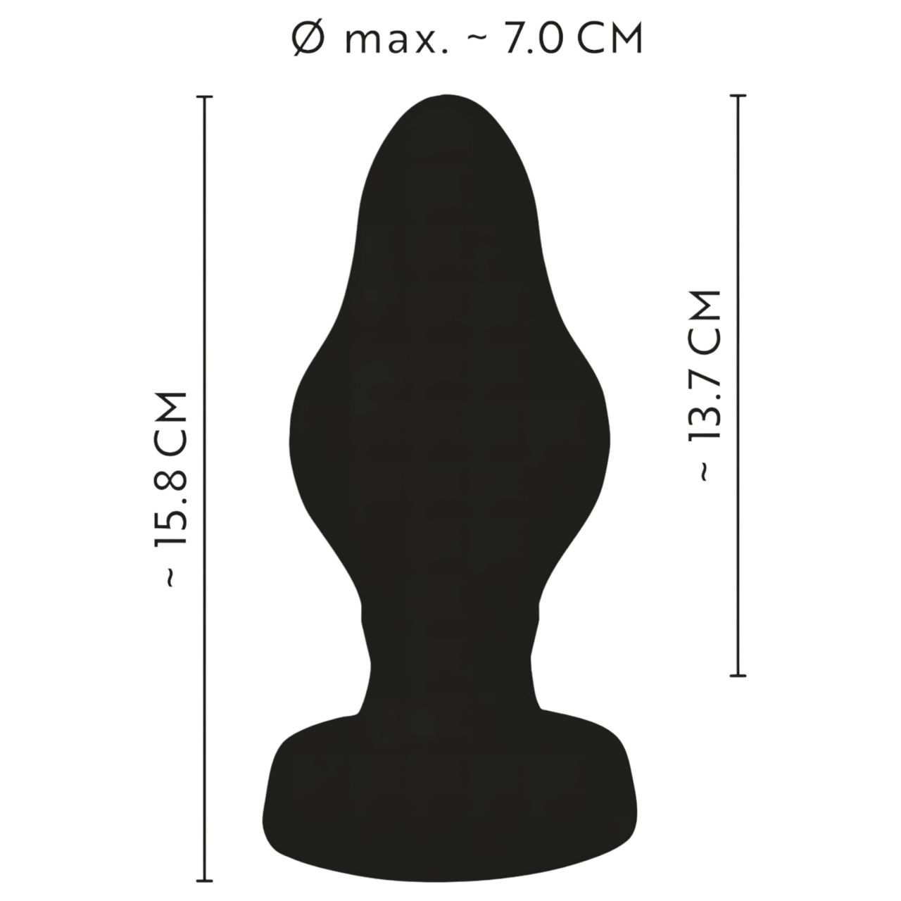 / ANOS - bordázott puha butt plug - 7 cm (fekete)