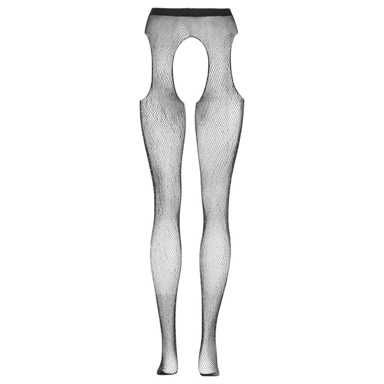 Cottelli Legwear - nyitott, csillogó harisnya (fekete, S-L)